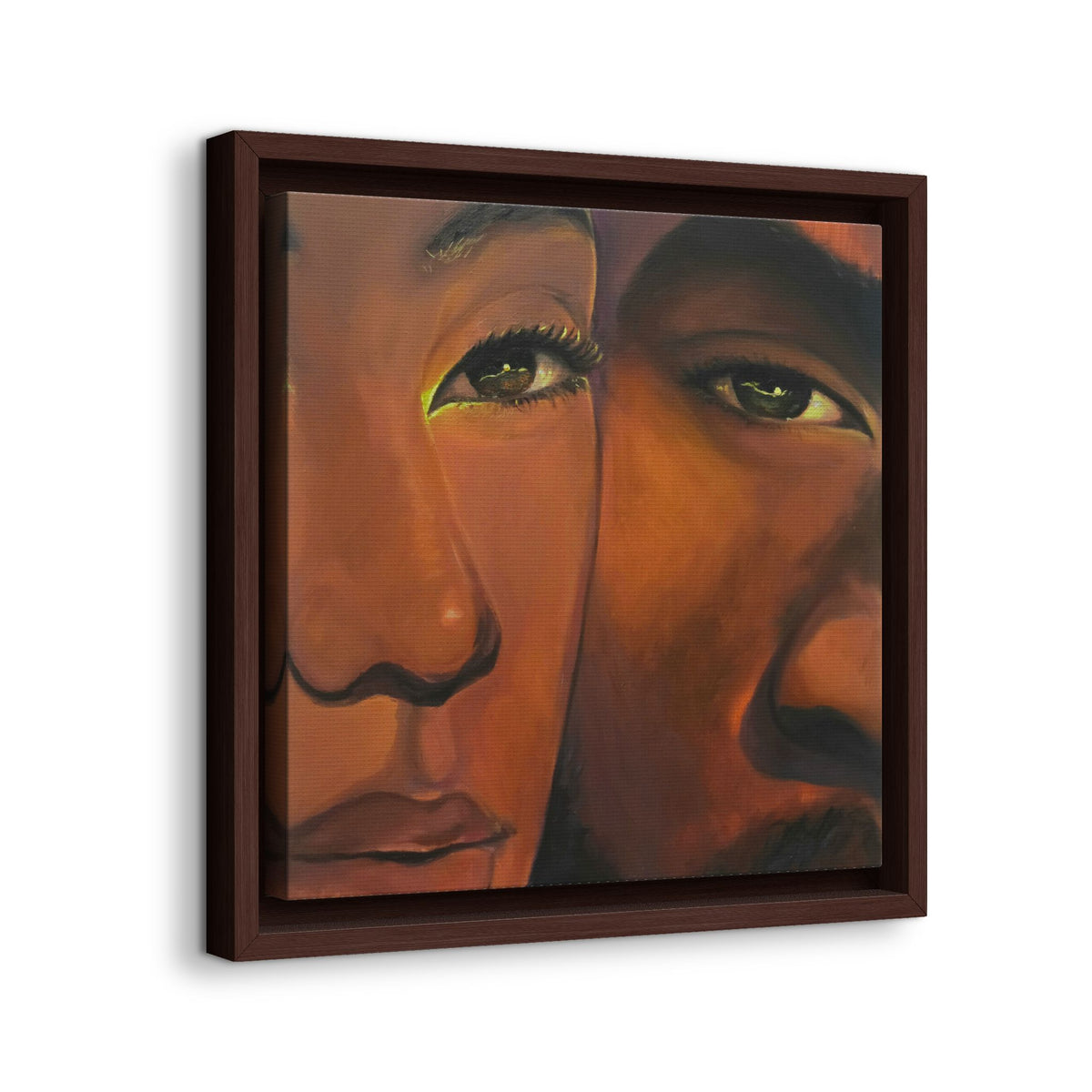 Framed Canvas Portrait Art – Intimate Couple Face Painting “In his Image”