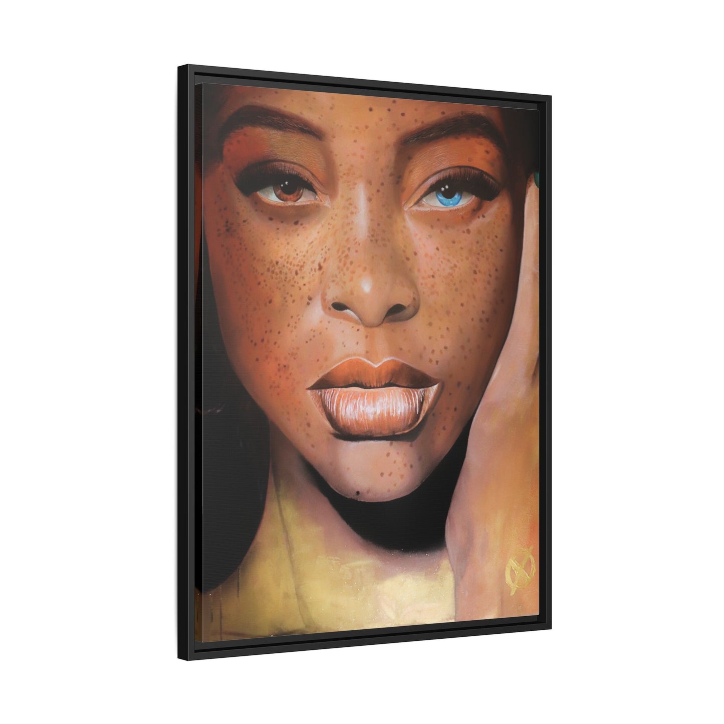 Freckled Beauty Portrait Matte Canvas Print (Framed)
