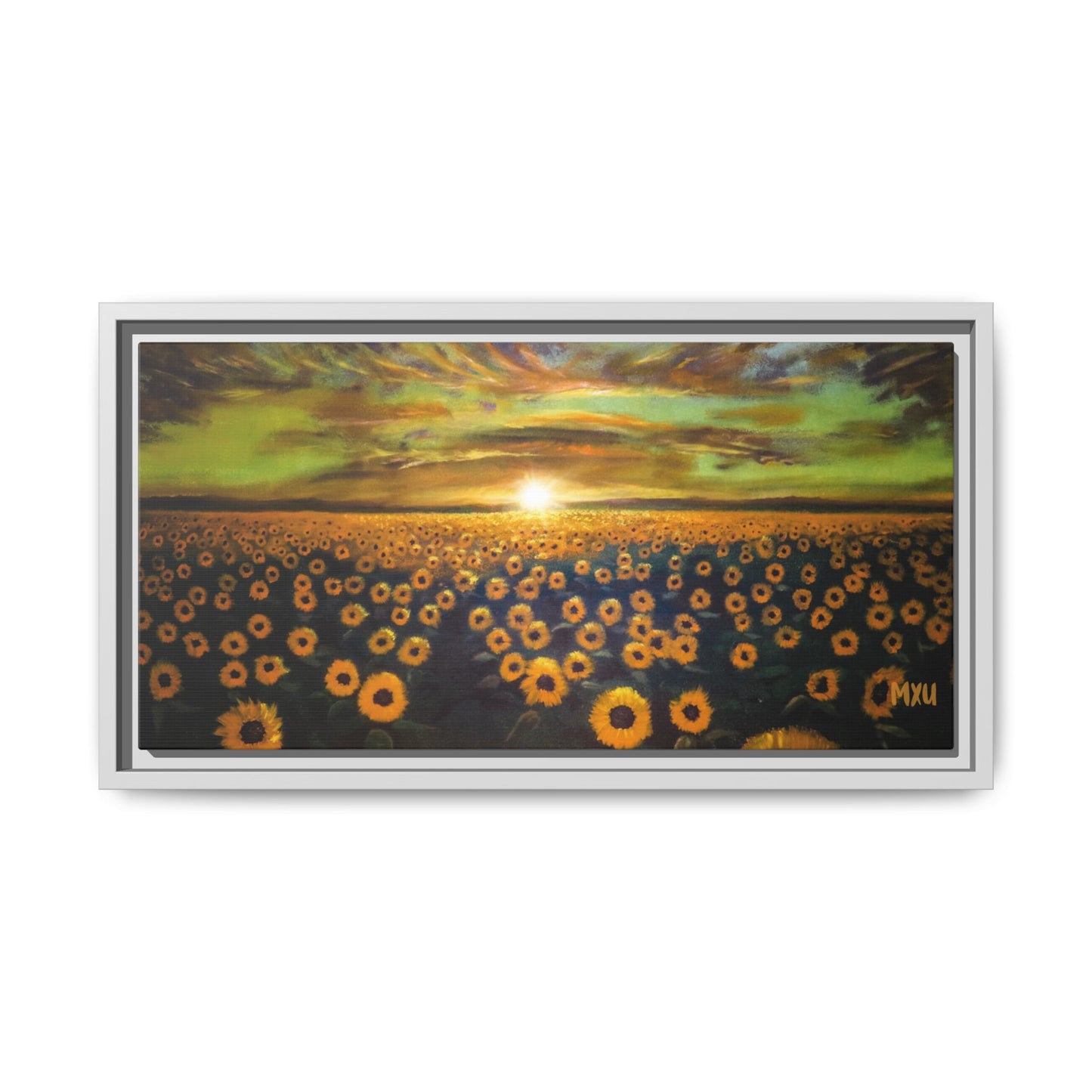 Framed Sunflower Canvas Art, Cheerful Home Decor, Nature Wall Art, Gift for Gardeners, Rustic Living Room Decoration