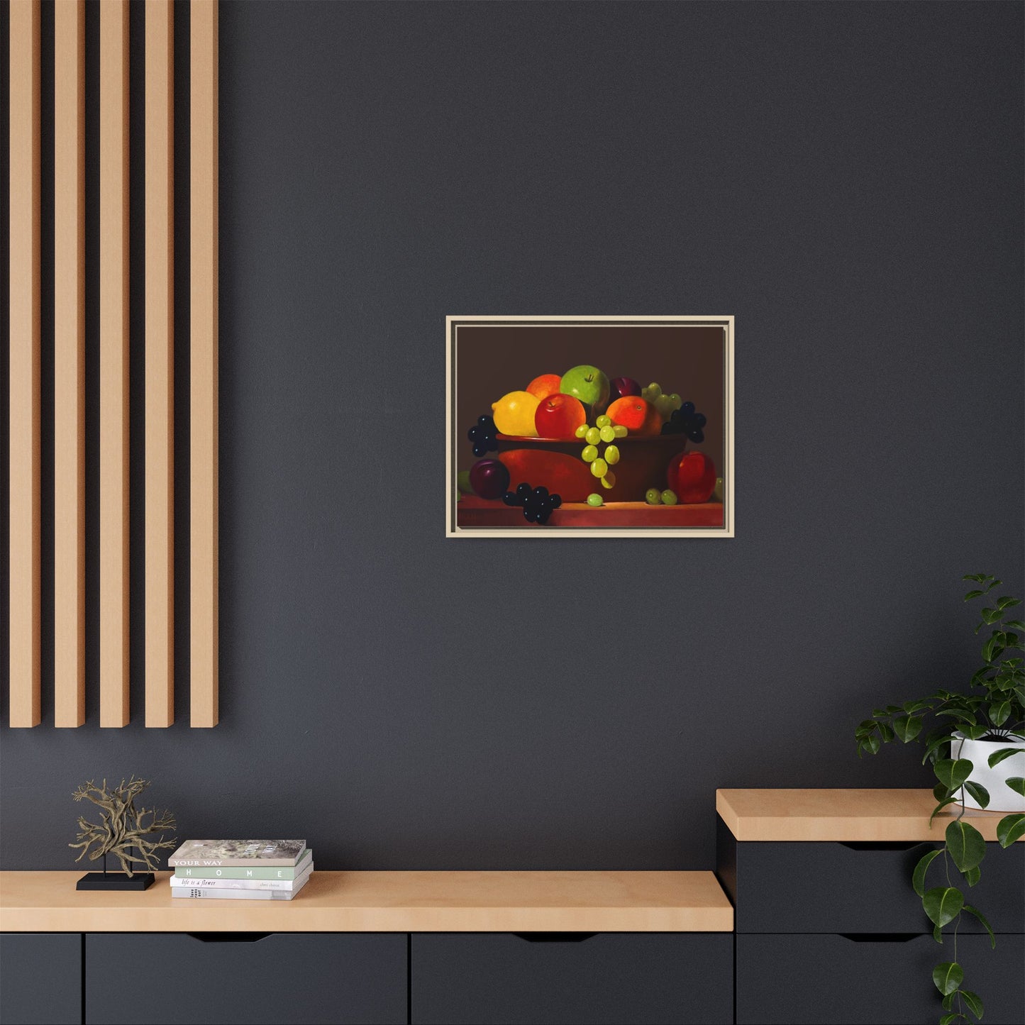 Fruit Basket PAINTING Matte Canvas, Framed (Multi-color)