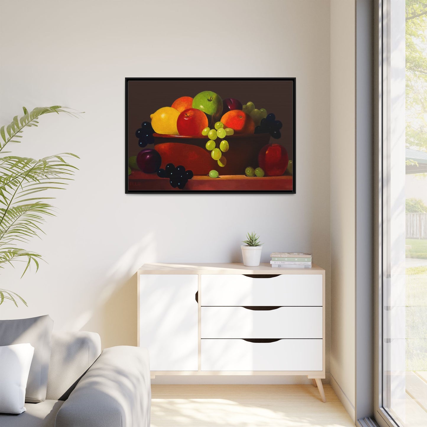 Fruit Basket PAINTING Matte Canvas, Framed (Multi-color)