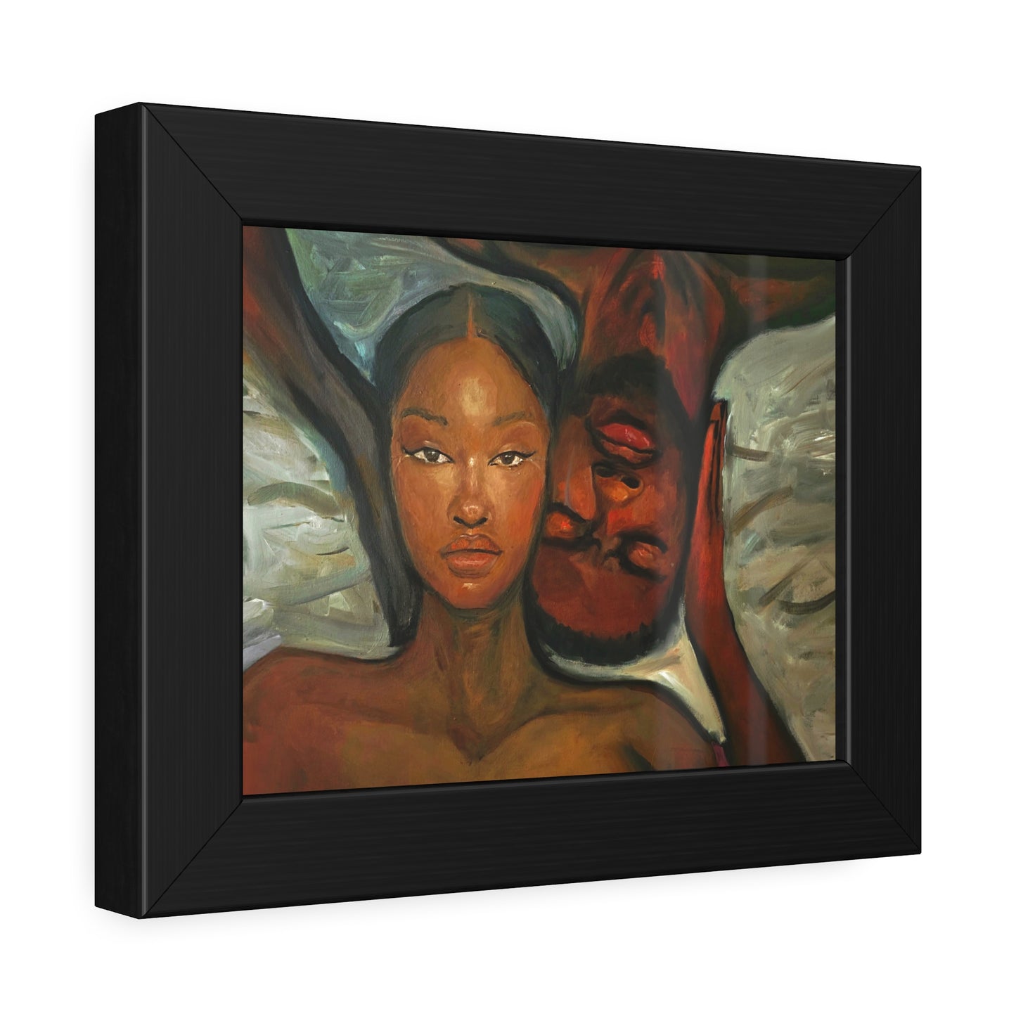 Framed Wall Art, Black Couple Portrait, Home Decor, Unique Gift, Modern Art, Relationship Celebration