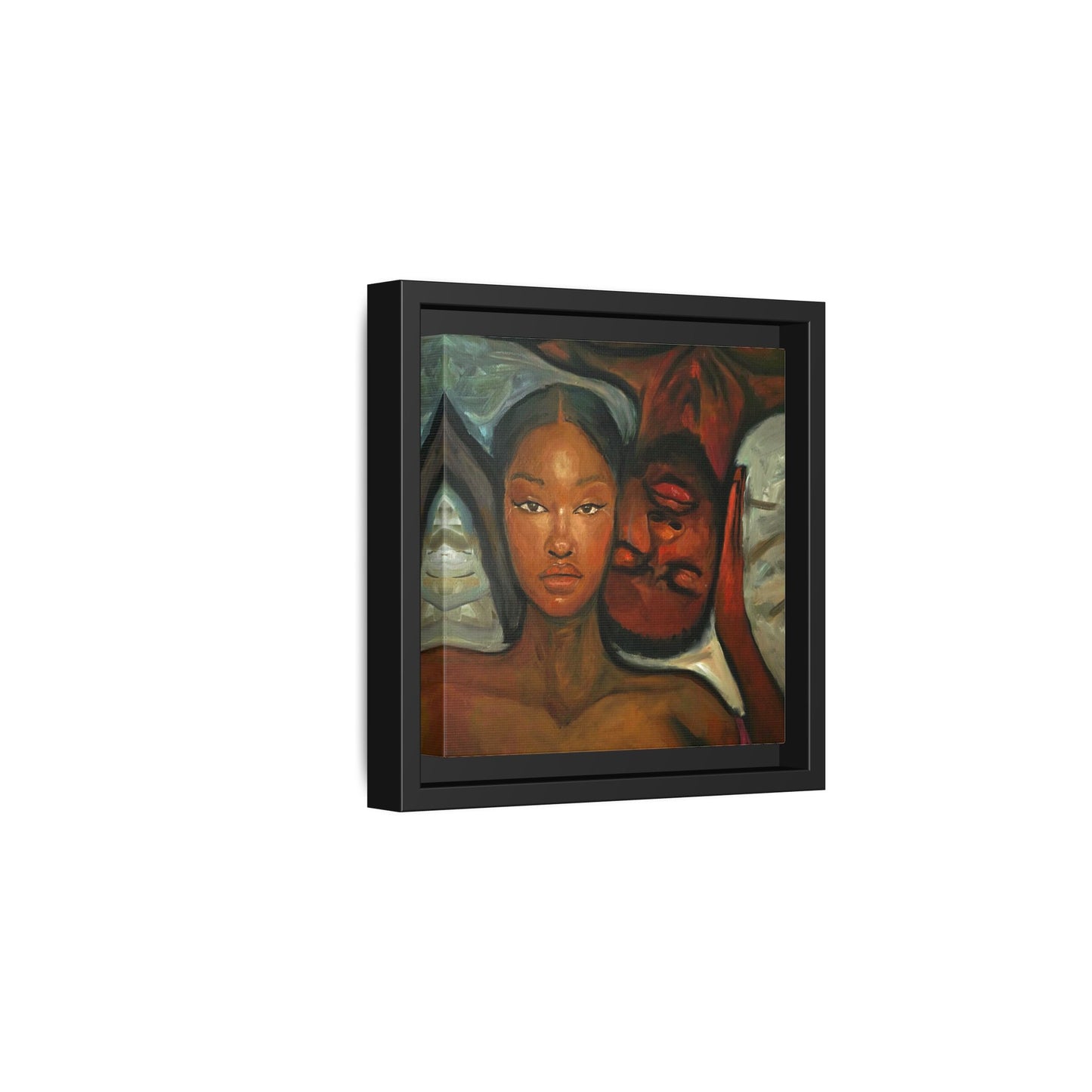 Canvas Print - Emotional Oil Painting of Couple in Bed