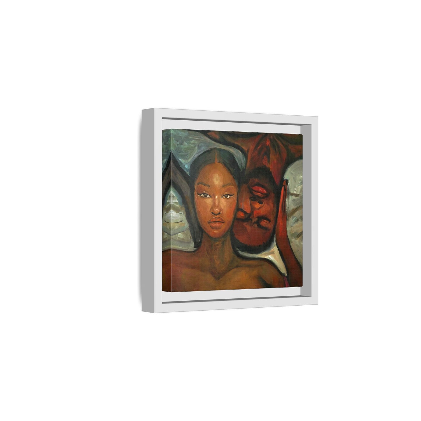 Canvas Print - Emotional Oil Painting of Couple in Bed