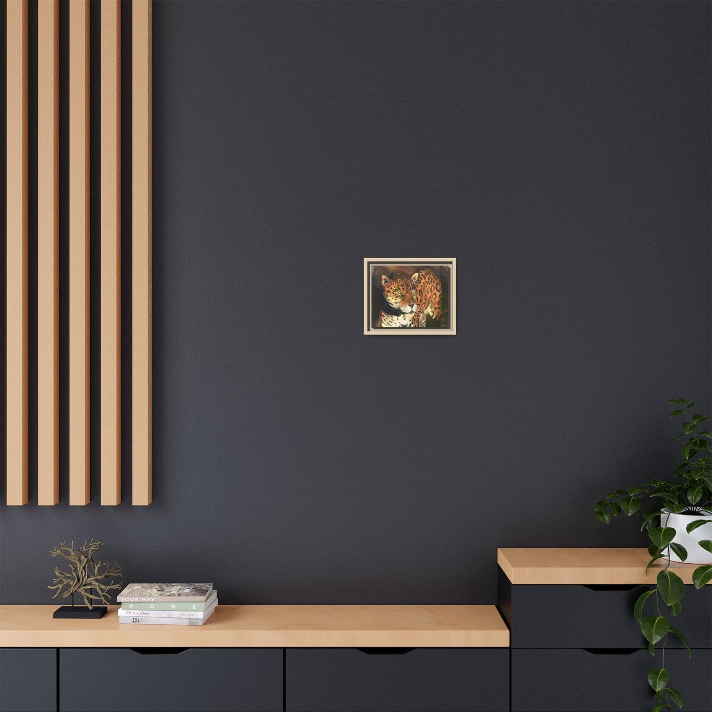 Framed Leopard Canvas Art — Matte Multicolor Jungle Print