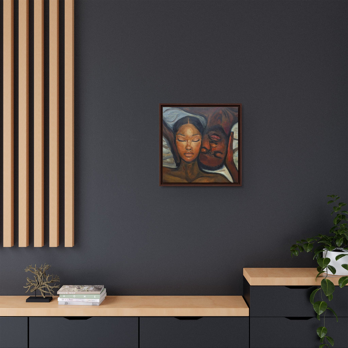 Framed Canvas Wall Art – Intimate Couple Portrait