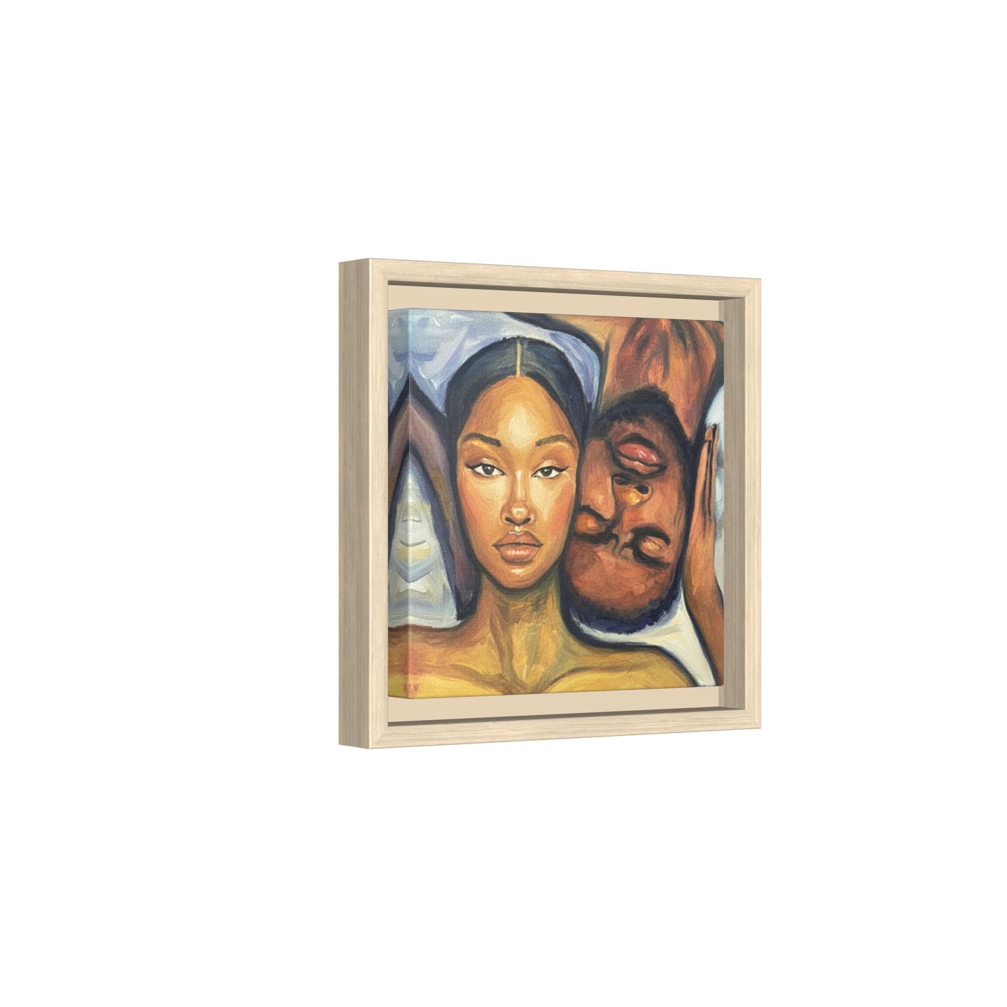 Canvas Print - Emotional Oil Painting of Couple in Bed