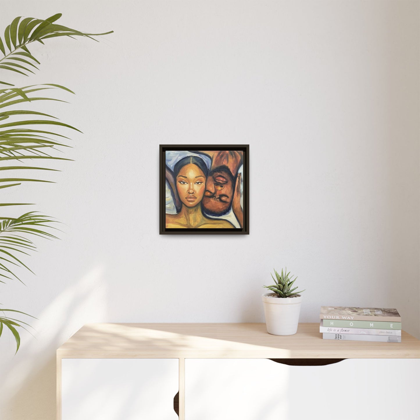 Canvas Print - Emotional Oil Painting of Couple in Bed
