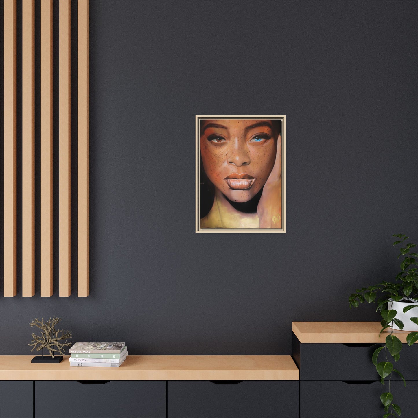 Freckled Beauty Portrait Matte Canvas Print (Framed)
