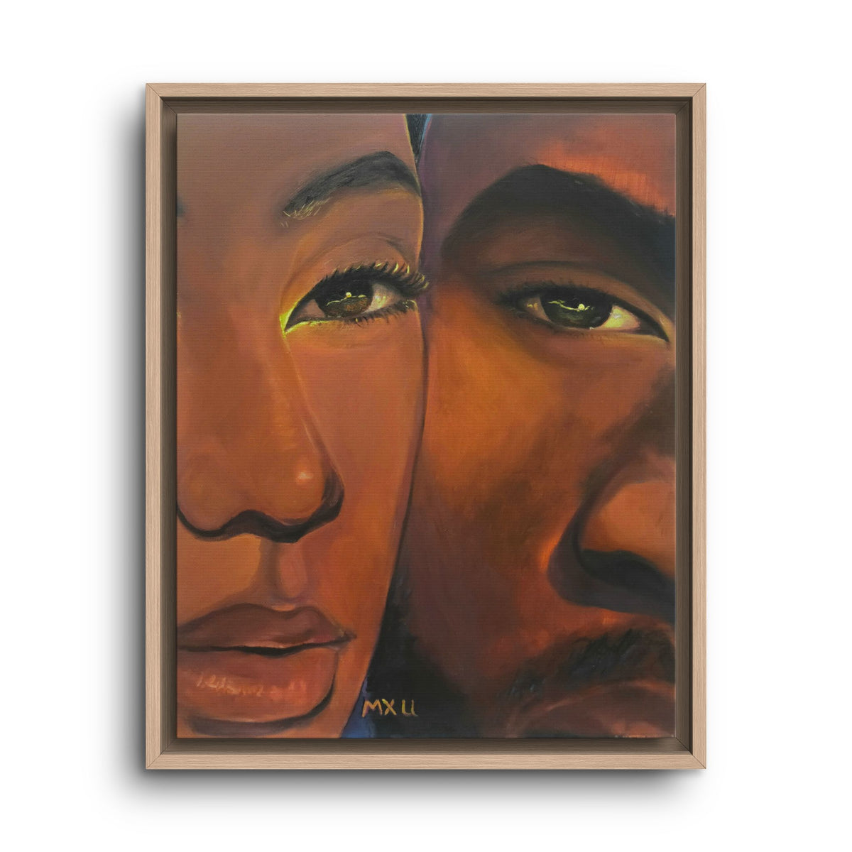Framed Canvas Portrait Art – Intimate Couple Face Painting “In his Image”