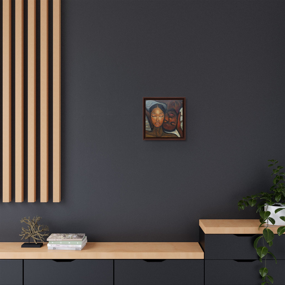 Framed Canvas Wall Art – Intimate Couple Portrait