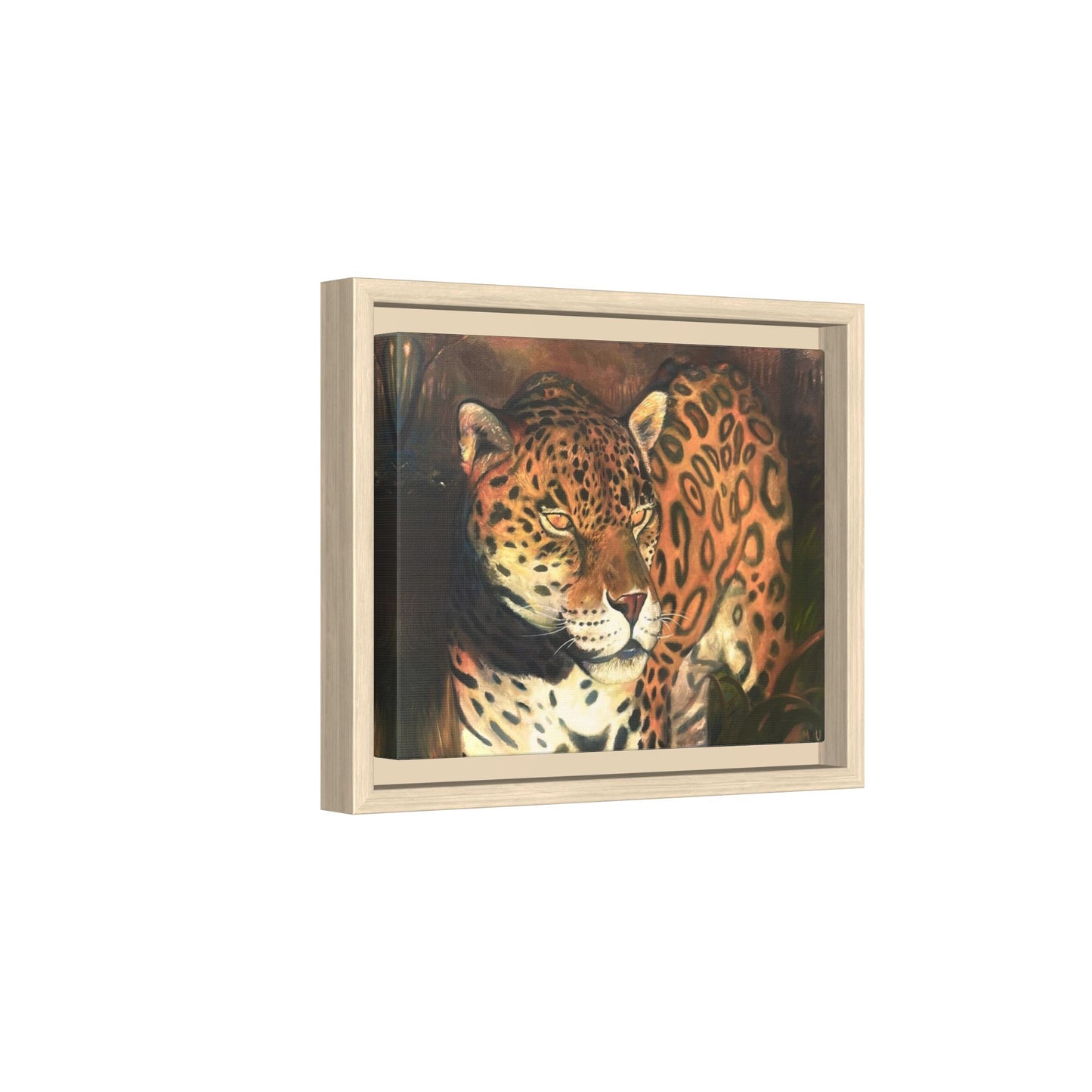 Framed Leopard Canvas Art — Matte Multicolor Jungle Print