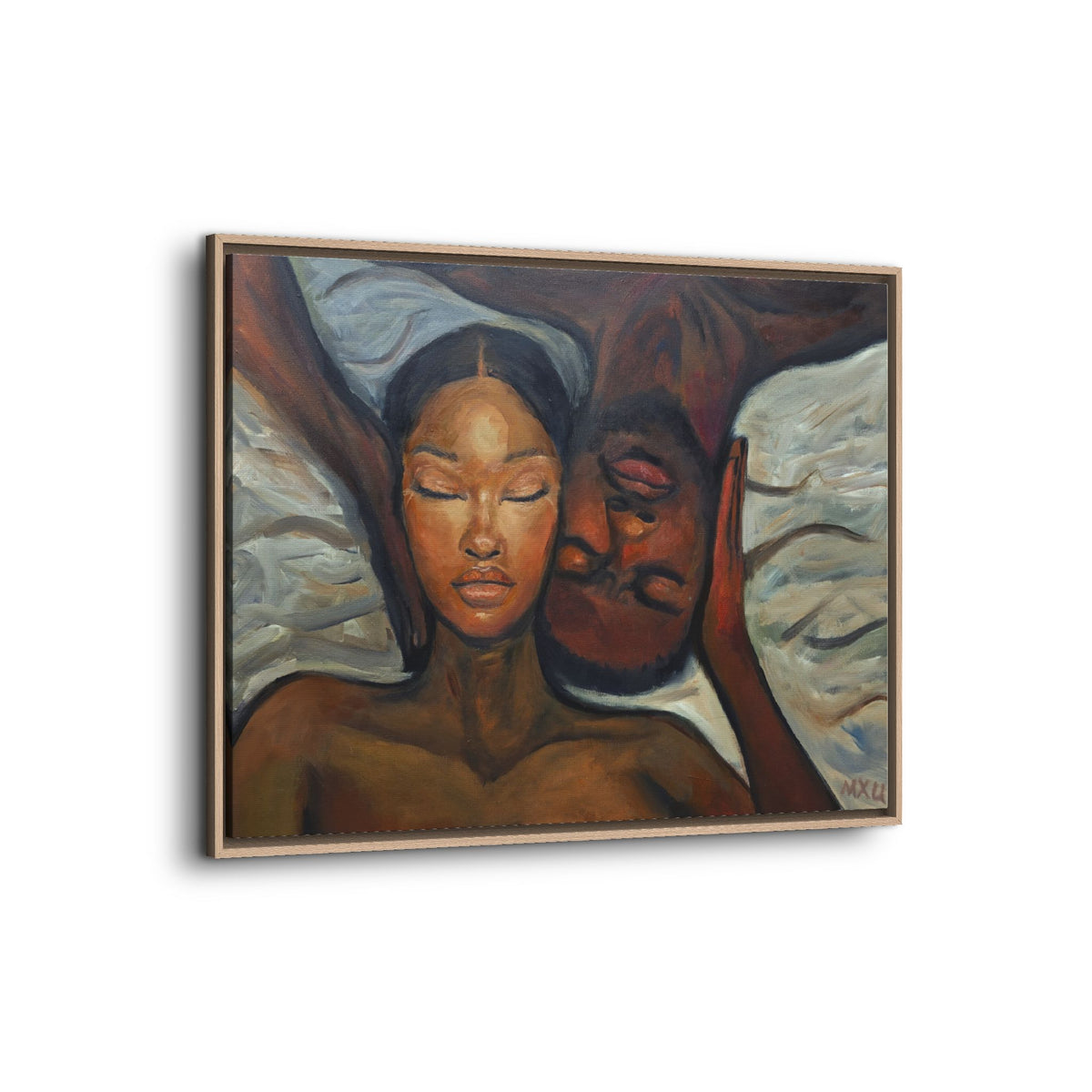 Framed Canvas Wall Art – Intimate Couple Portrait