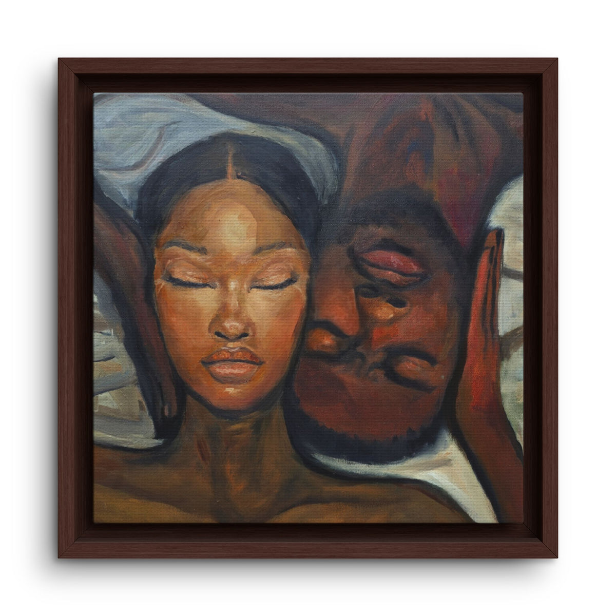 Framed Canvas Wall Art – Intimate Couple Portrait