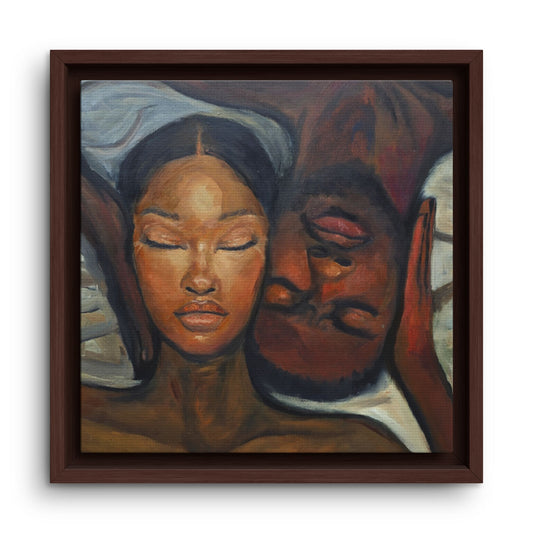 Framed Canvas Wall Art – Intimate Couple Portrait