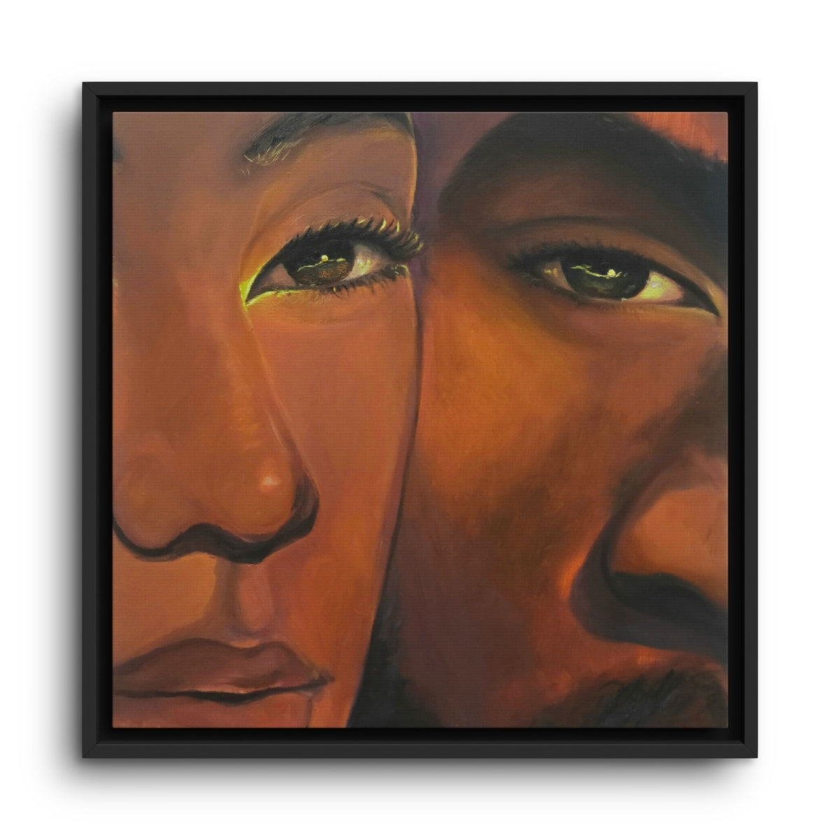 Framed Canvas Portrait Art – Intimate Couple Face Painting “In his Image”