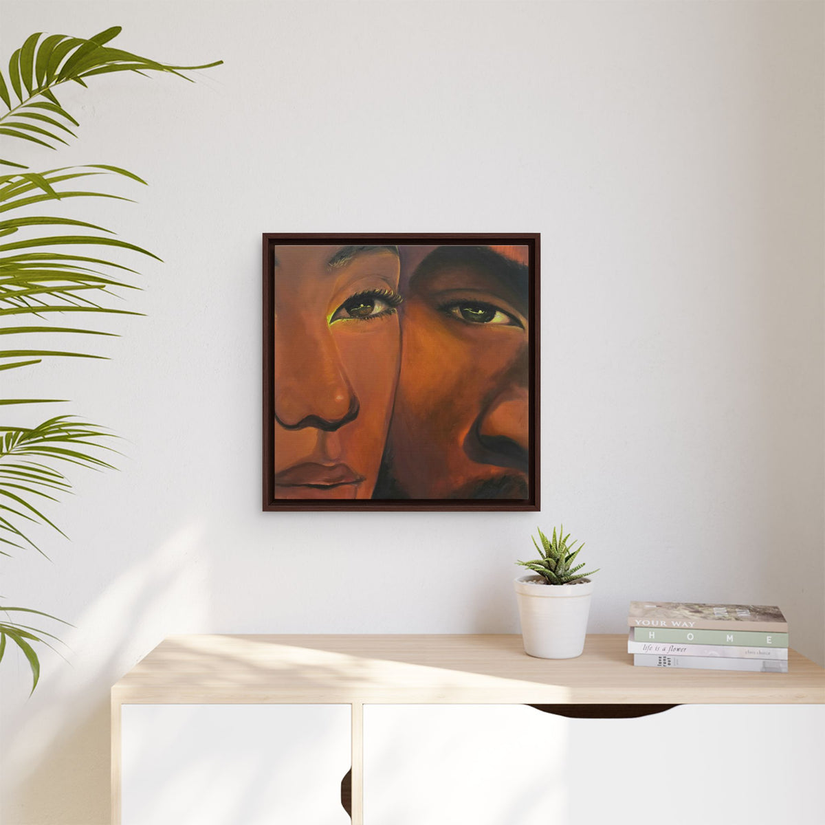 Framed Canvas Portrait Art – Intimate Couple Face Painting “In his Image”