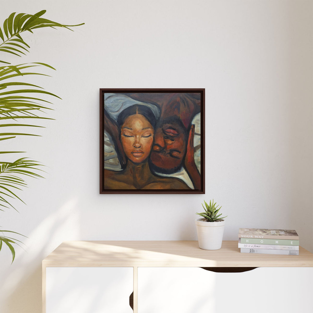Framed Canvas Wall Art – Intimate Couple Portrait