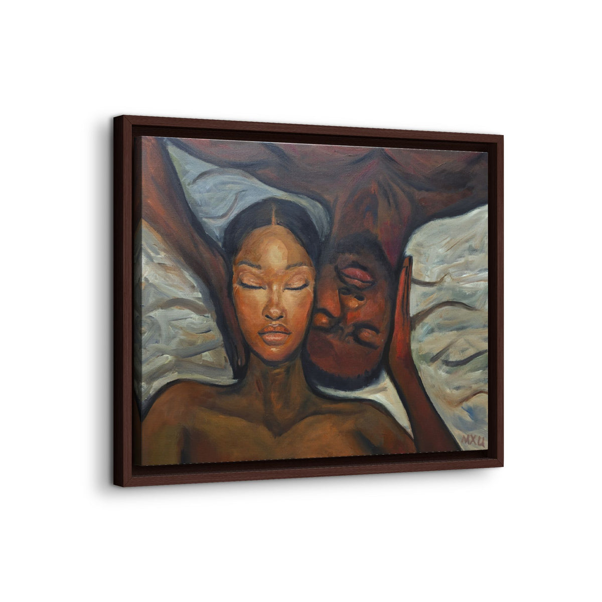 Framed Canvas Wall Art – Intimate Couple Portrait