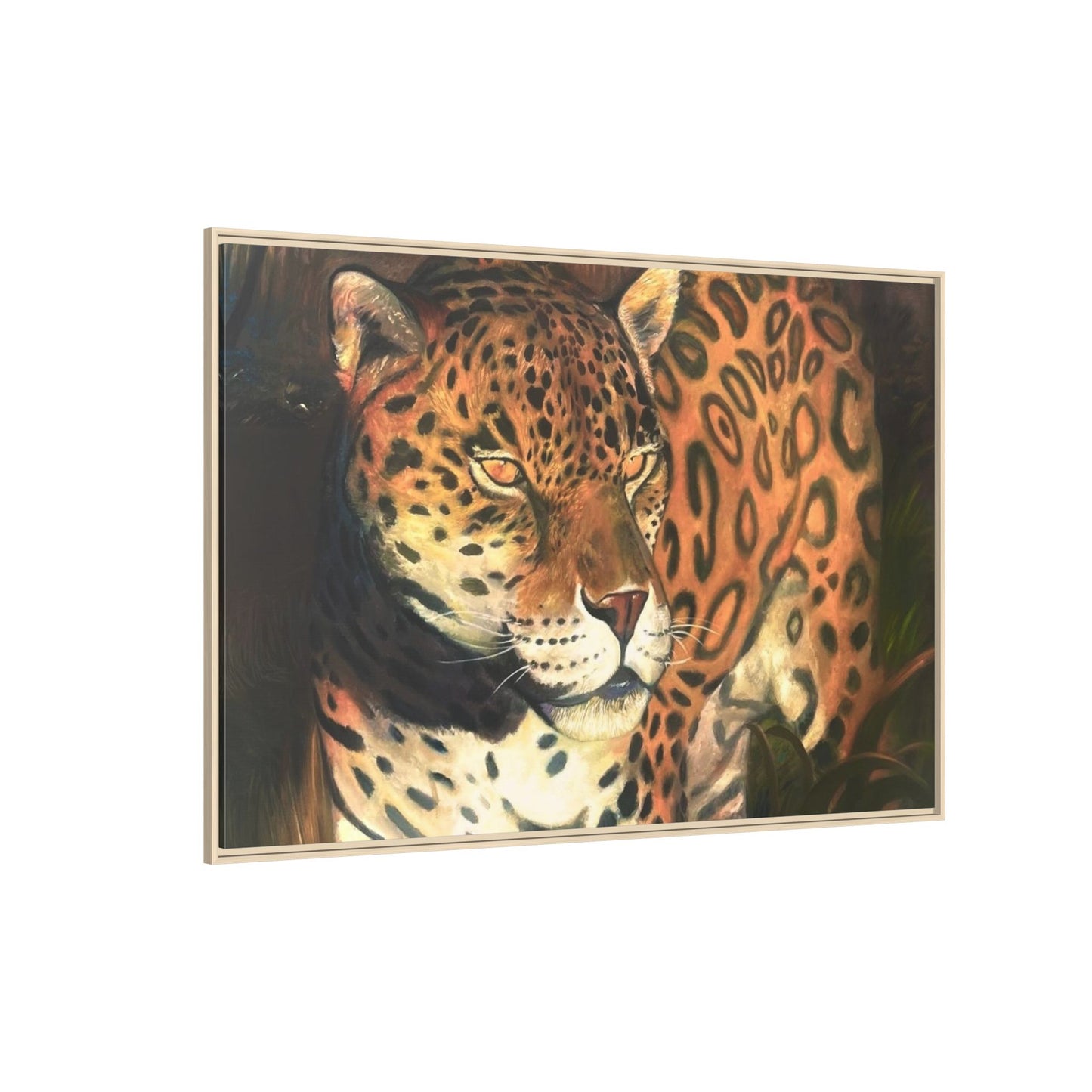 Framed Leopard Canvas Art — Matte Multicolor Jungle Print
