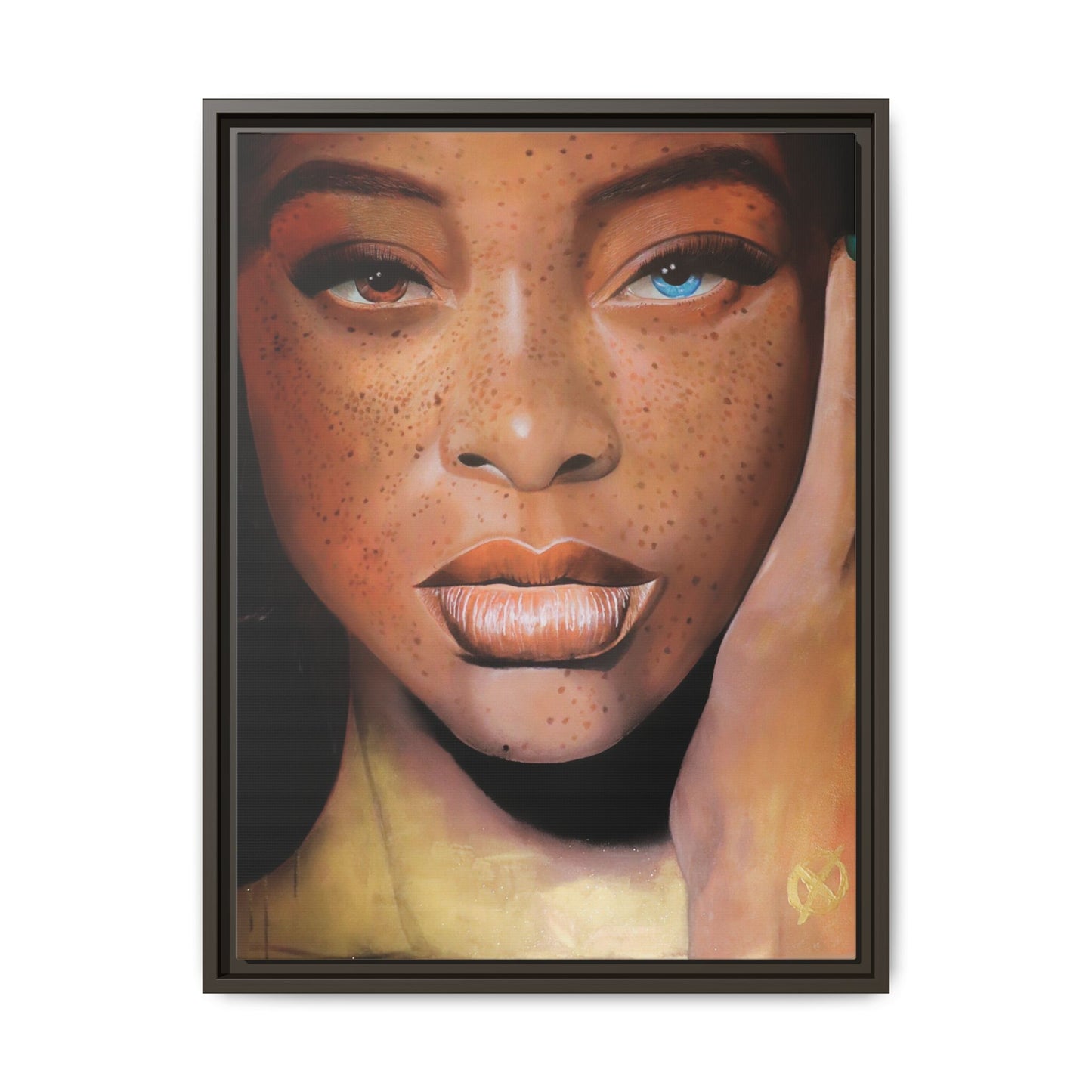 Freckled Beauty Portrait Matte Canvas Print (Framed)