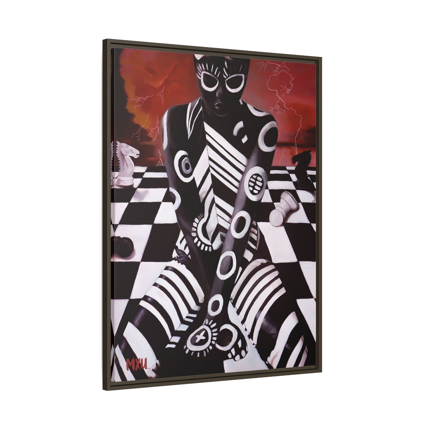 Chess painting Abstract Matte Canvas, Framed (Multi-color)