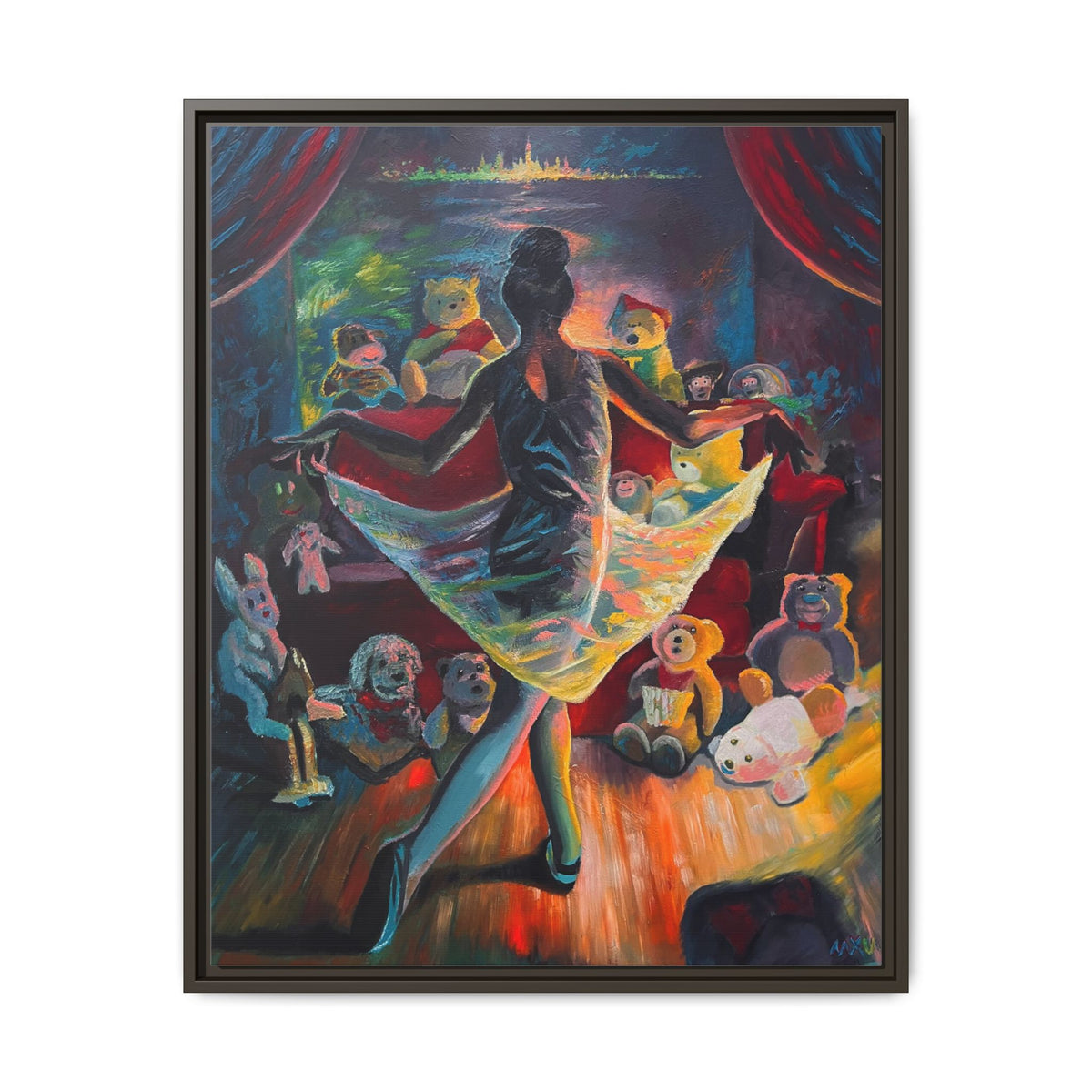 Ballerina Painting, Matte Canvas, Framed (Multi-color)