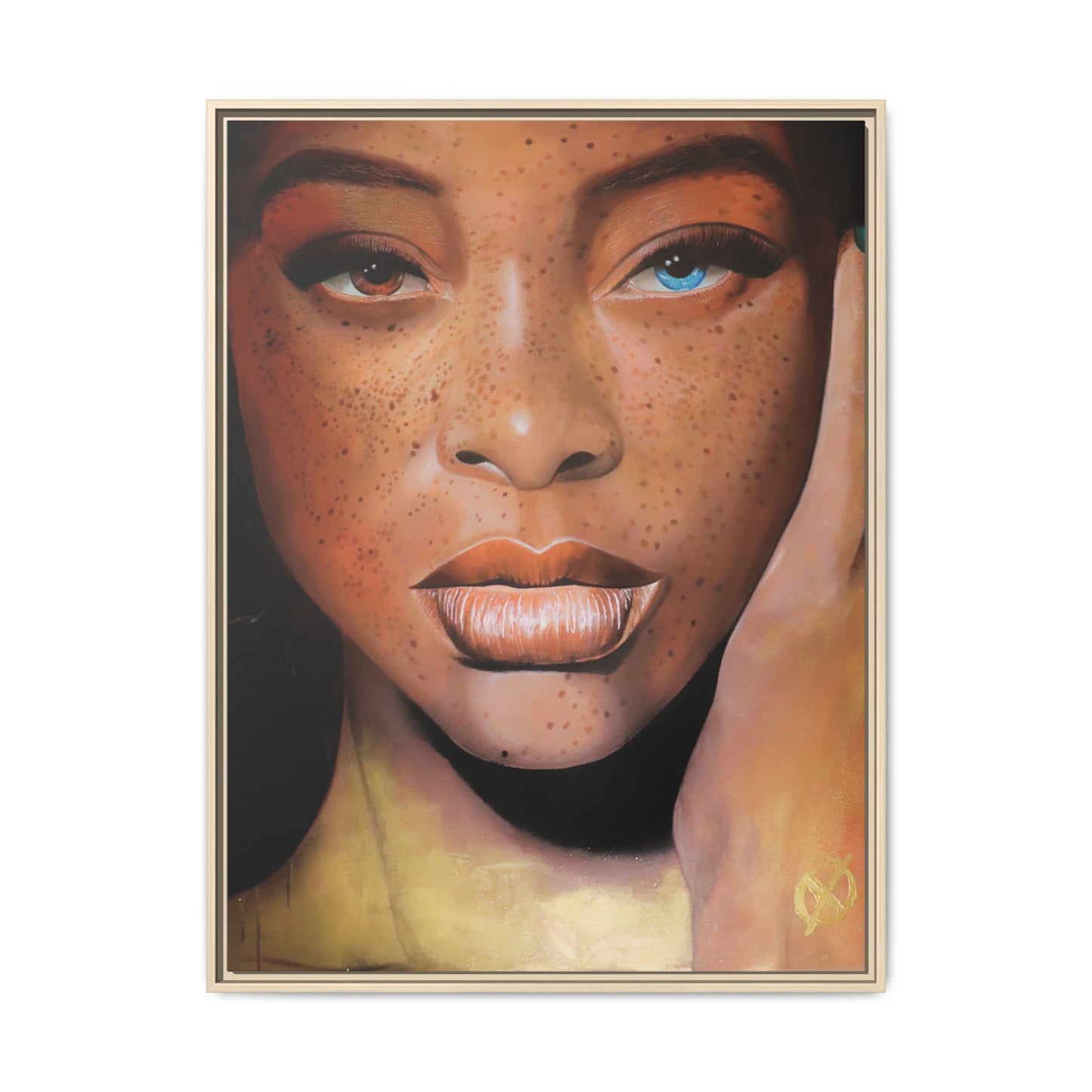 Freckled Beauty Portrait Matte Canvas Print (Framed)