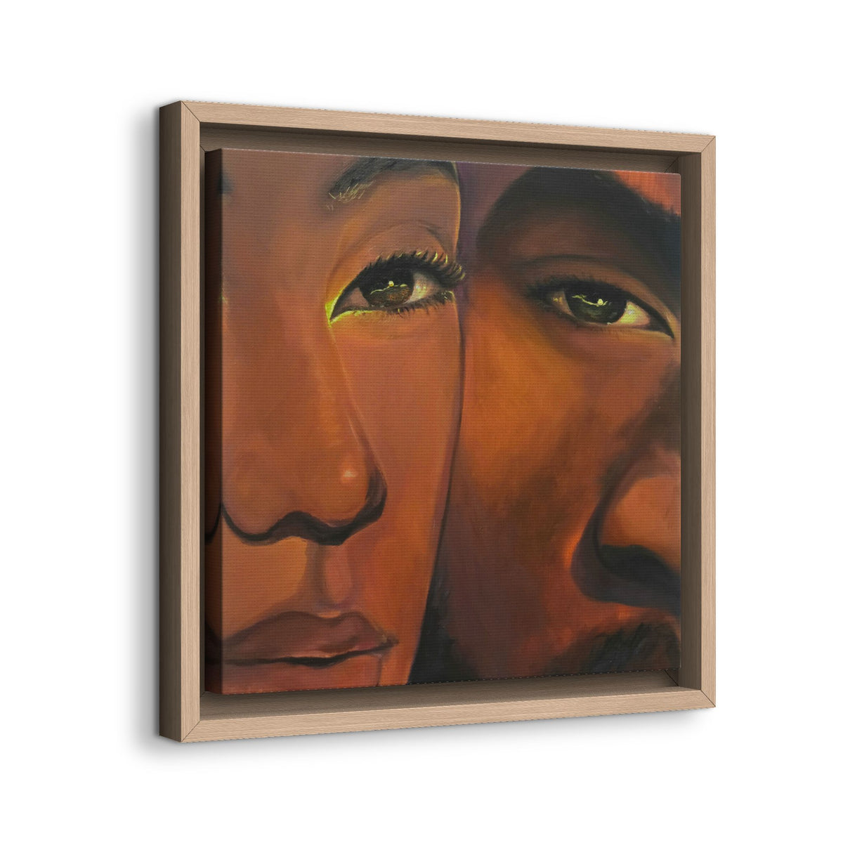 Framed Canvas Portrait Art – Intimate Couple Face Painting “In his Image”