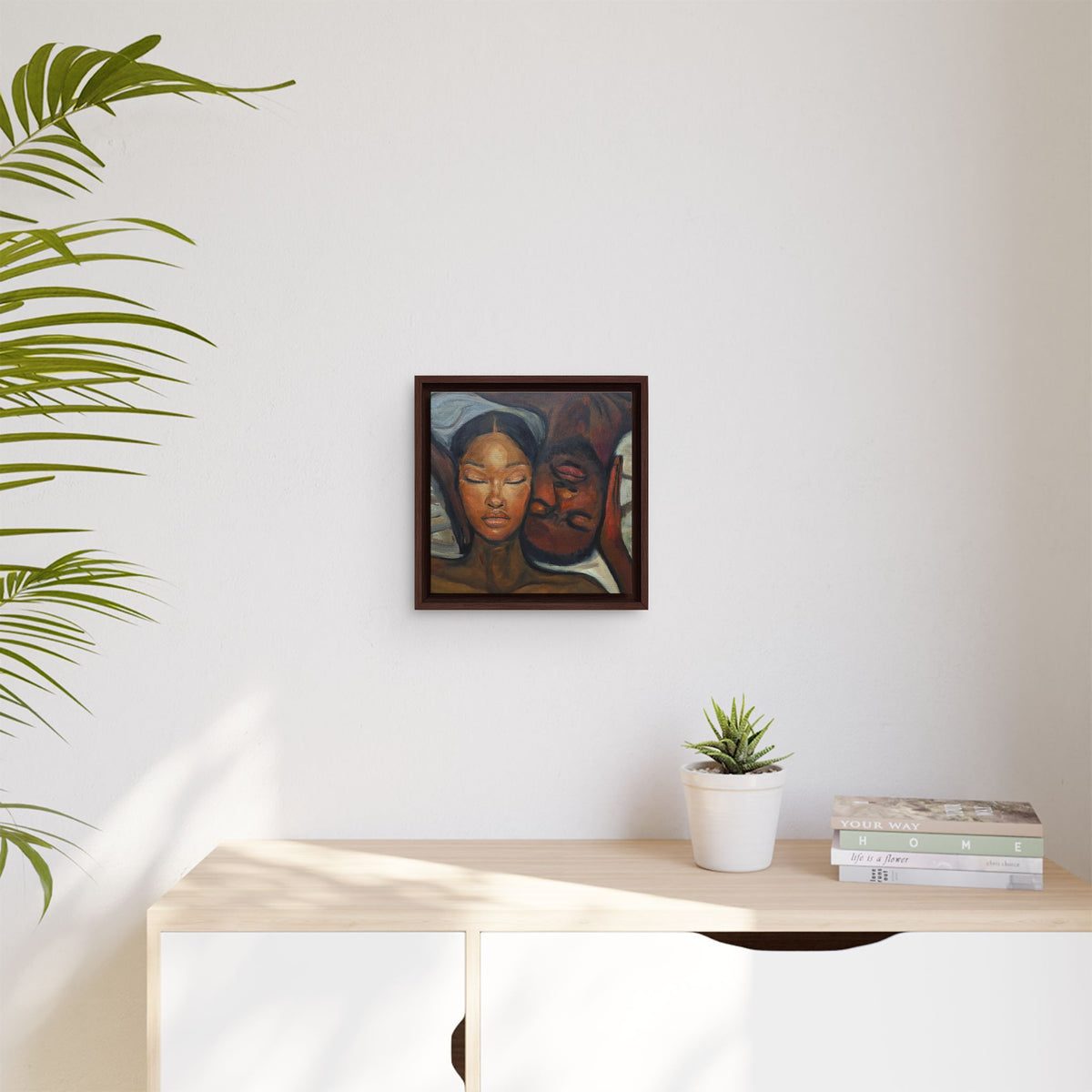 Framed Canvas Wall Art – Intimate Couple Portrait