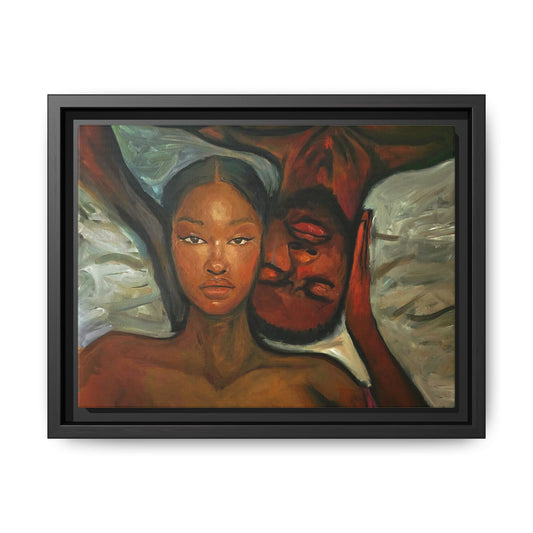 Canvas Print - Emotional Oil Painting of Couple in Bed