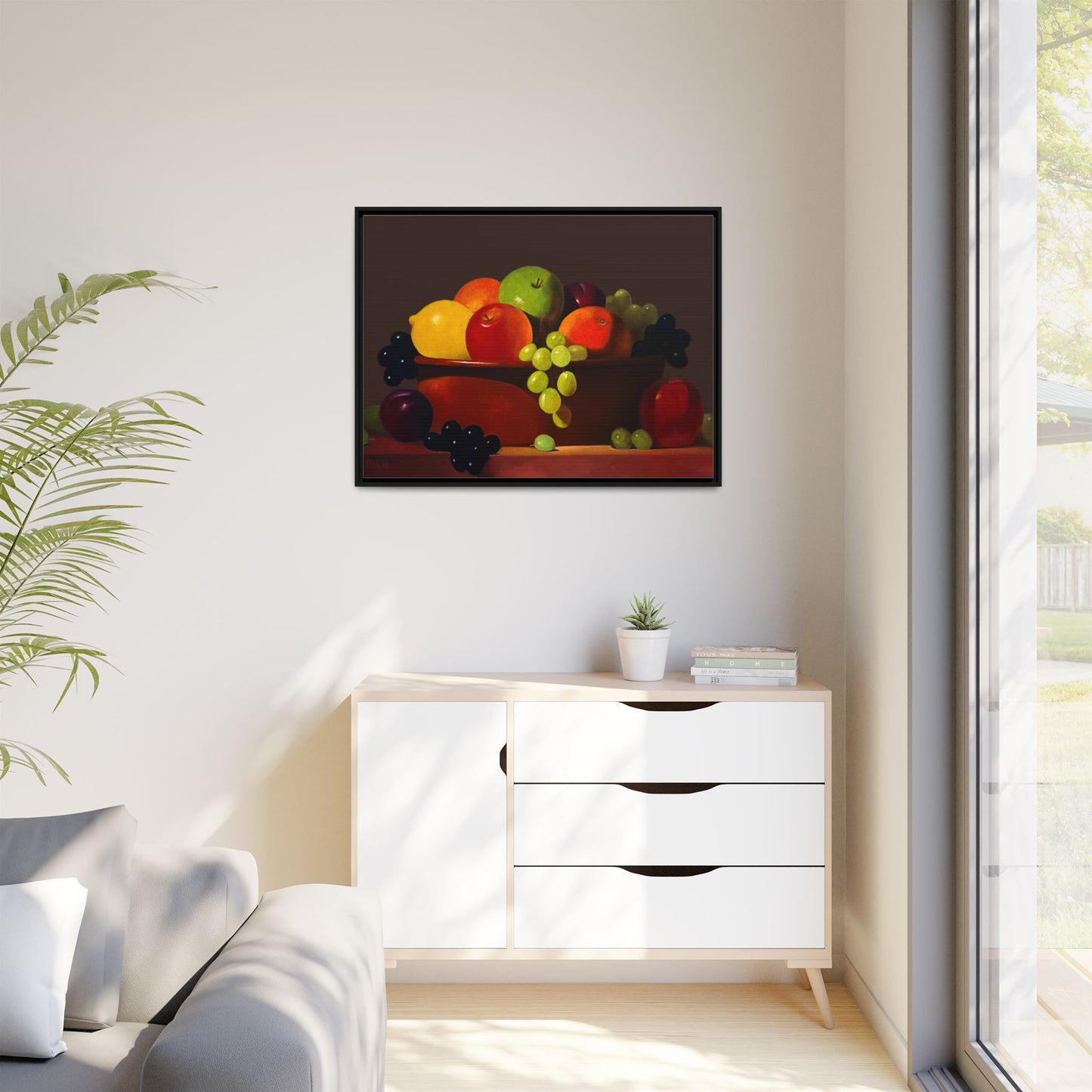 Fruit Basket PAINTING Matte Canvas, Framed (Multi-color)