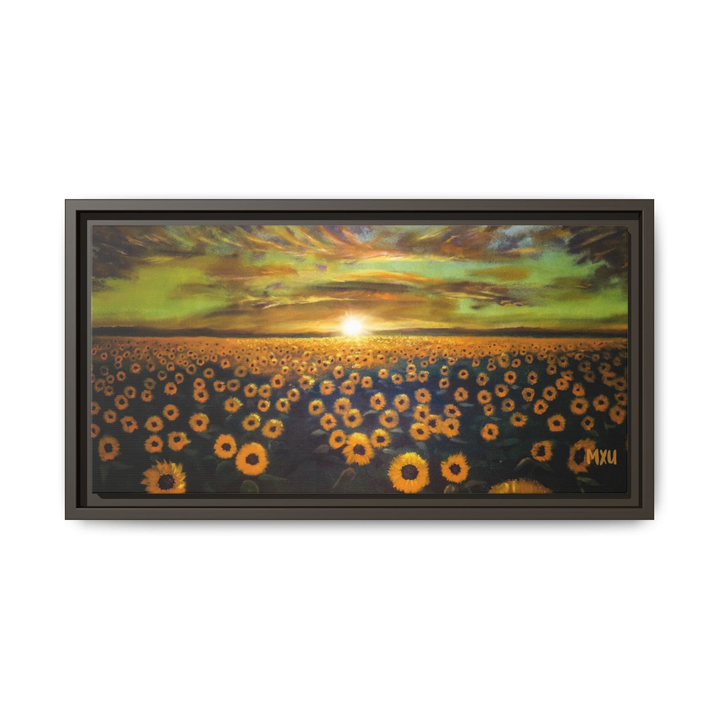 Framed Sunflower Canvas Art, Cheerful Home Decor, Nature Wall Art, Gift for Gardeners, Rustic Living Room Decoration