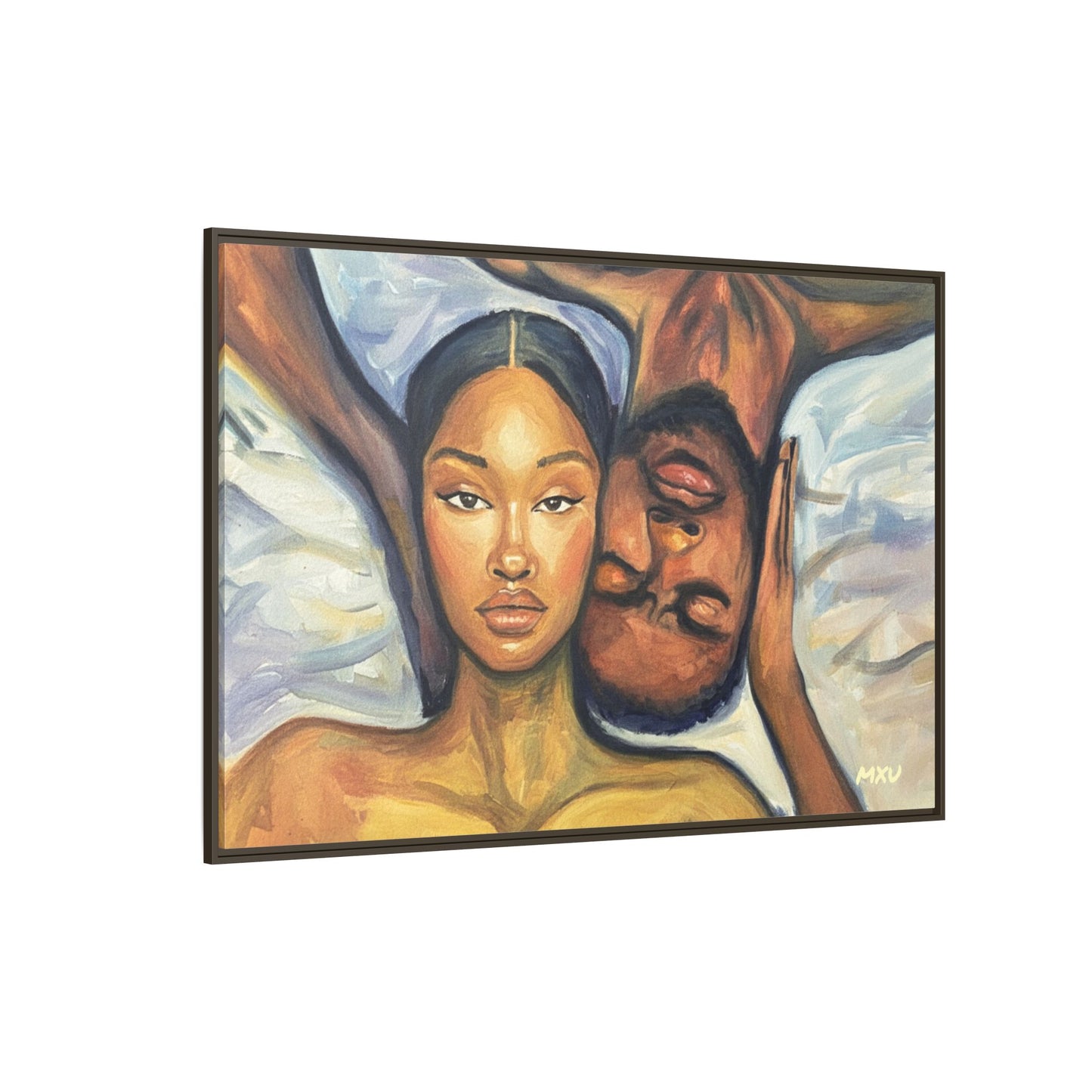 Canvas Print - Emotional Oil Painting of Couple in Bed