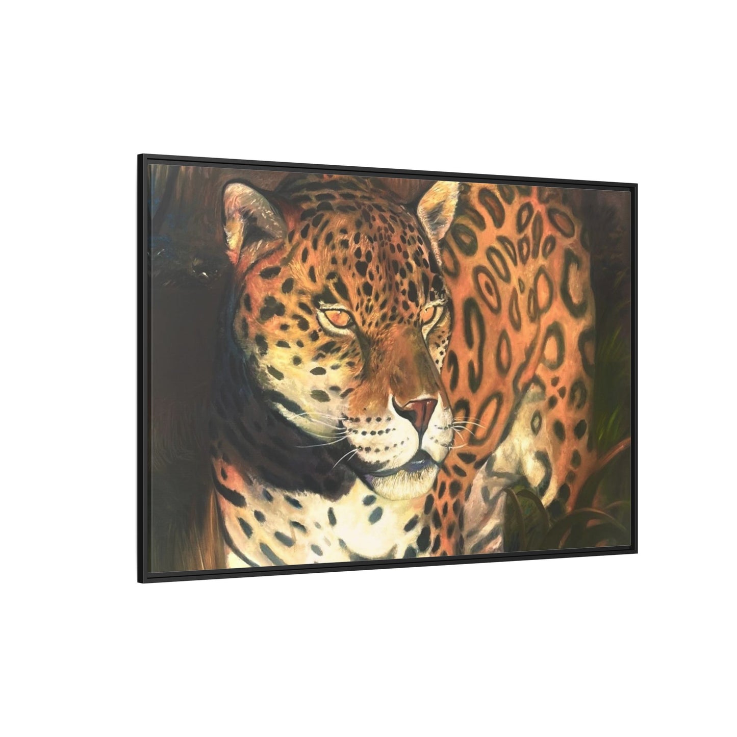 Framed Leopard Canvas Art — Matte Multicolor Jungle Print