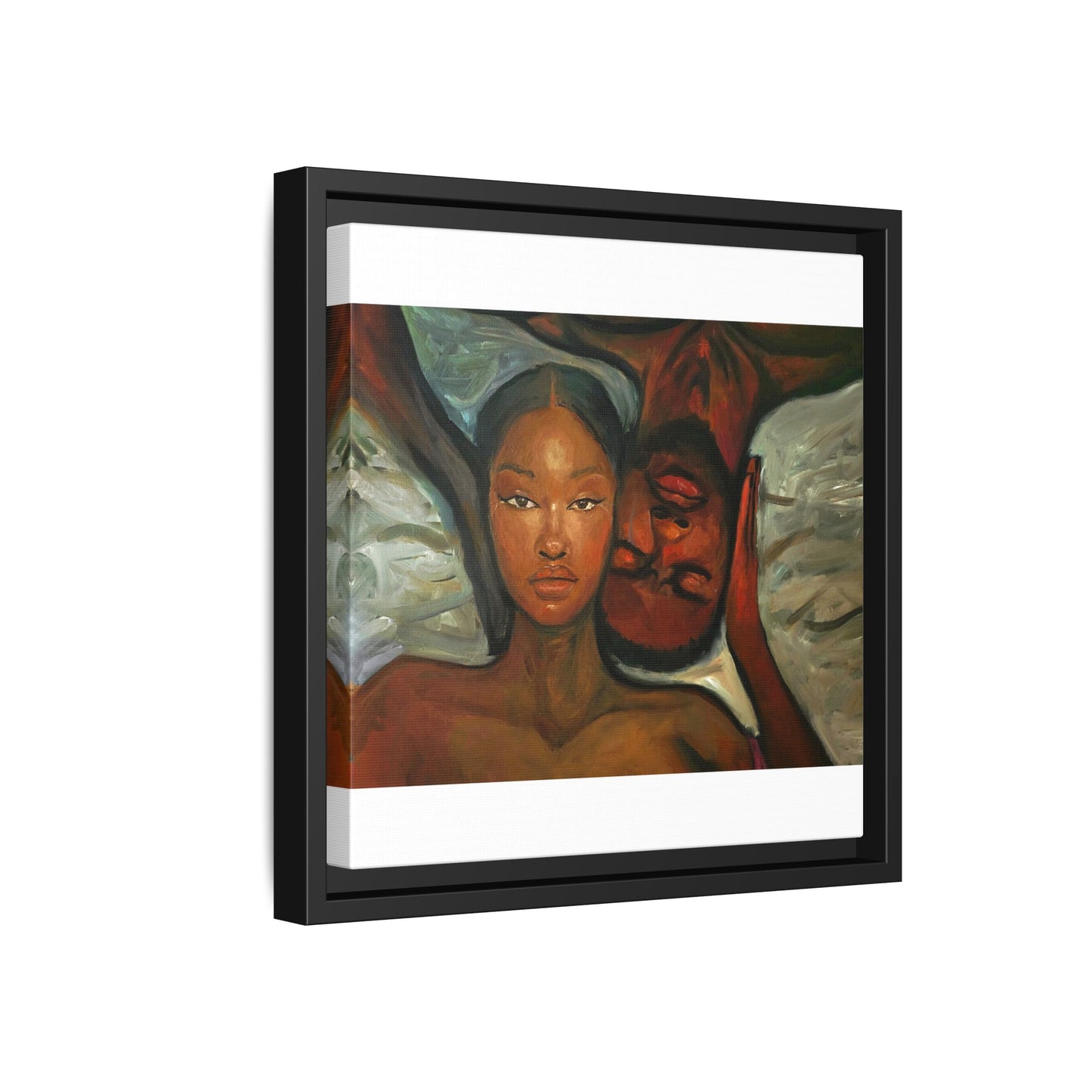 Canvas Print - Emotional Oil Painting of Couple in Bed