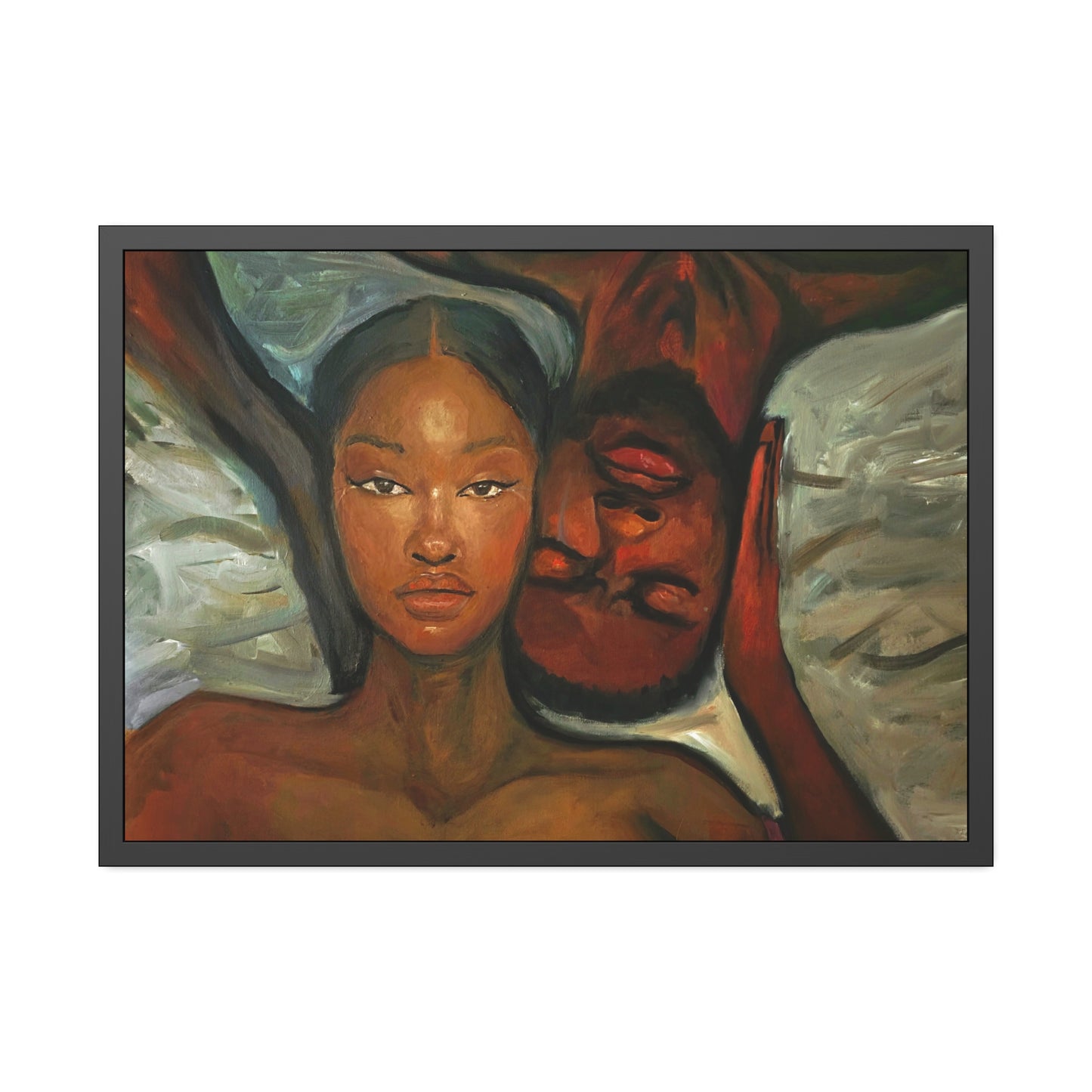 Framed Wall Art, Black Couple Portrait, Home Decor, Unique Gift, Modern Art, Relationship Celebration