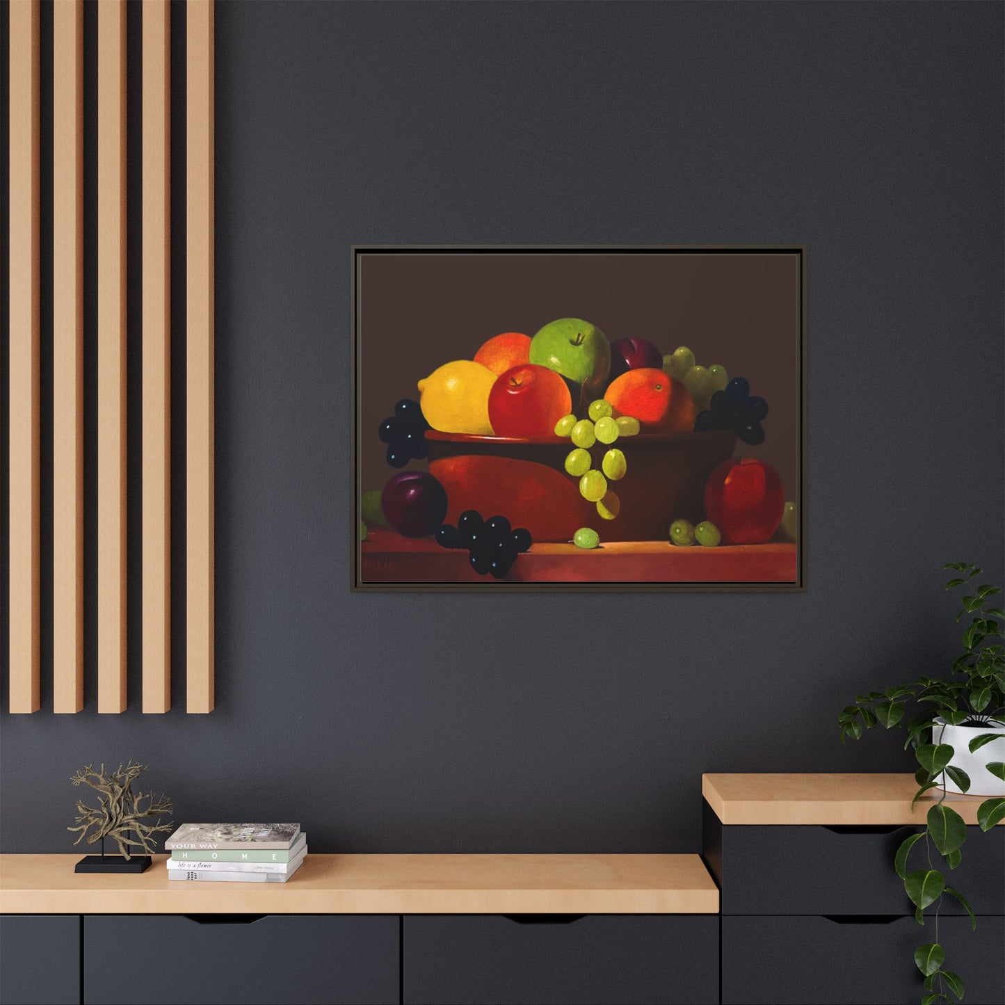 Fruit Basket PAINTING Matte Canvas, Framed (Multi-color)