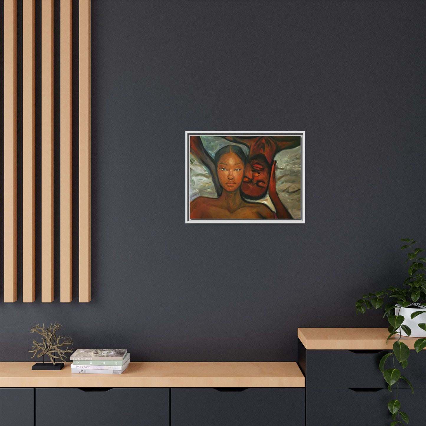 Canvas Print - Emotional Oil Painting of Couple in Bed