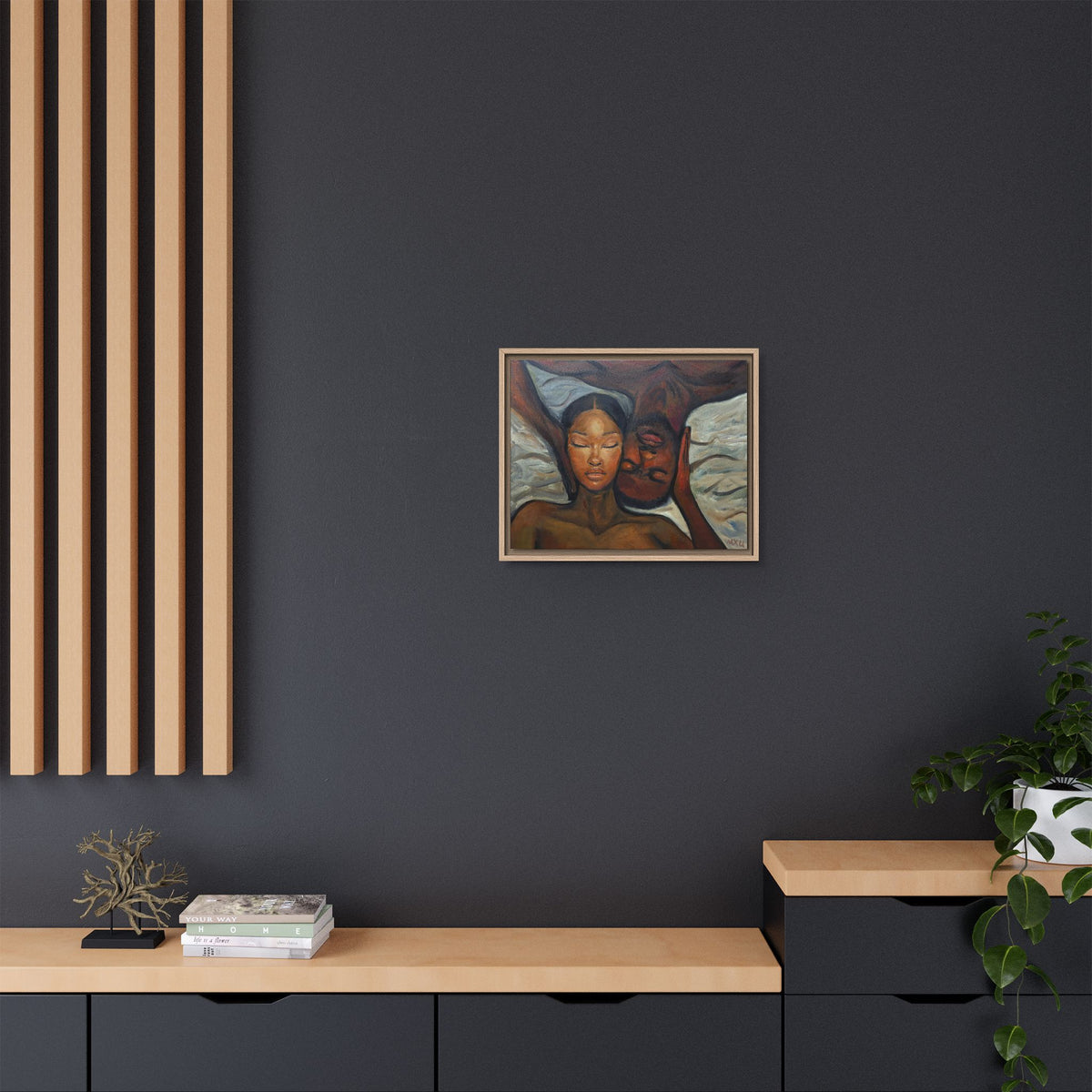 Framed Canvas Wall Art – Intimate Couple Portrait