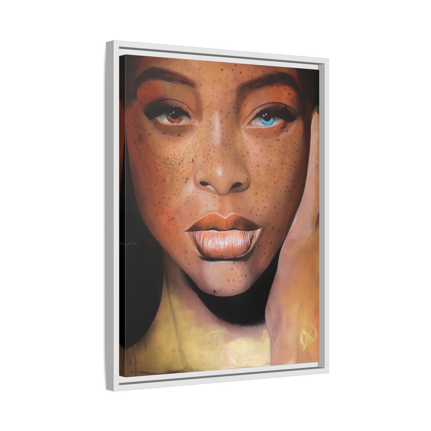 Freckled Beauty Portrait Matte Canvas Print (Framed)