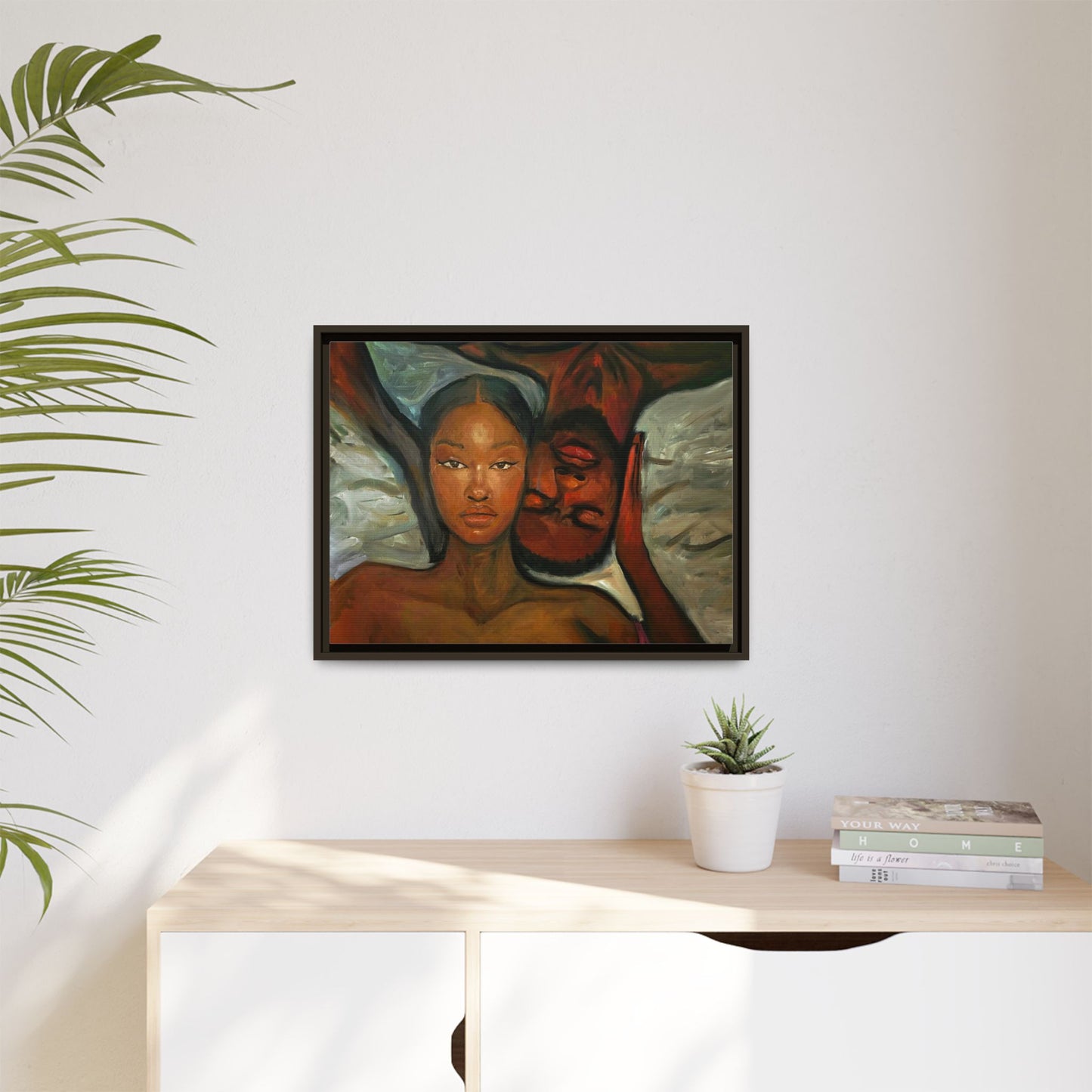 Canvas Print - Emotional Oil Painting of Couple in Bed