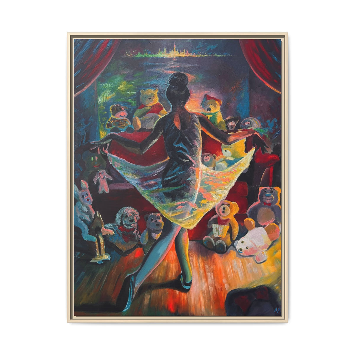 Ballerina Painting, Matte Canvas, Framed (Multi-color)