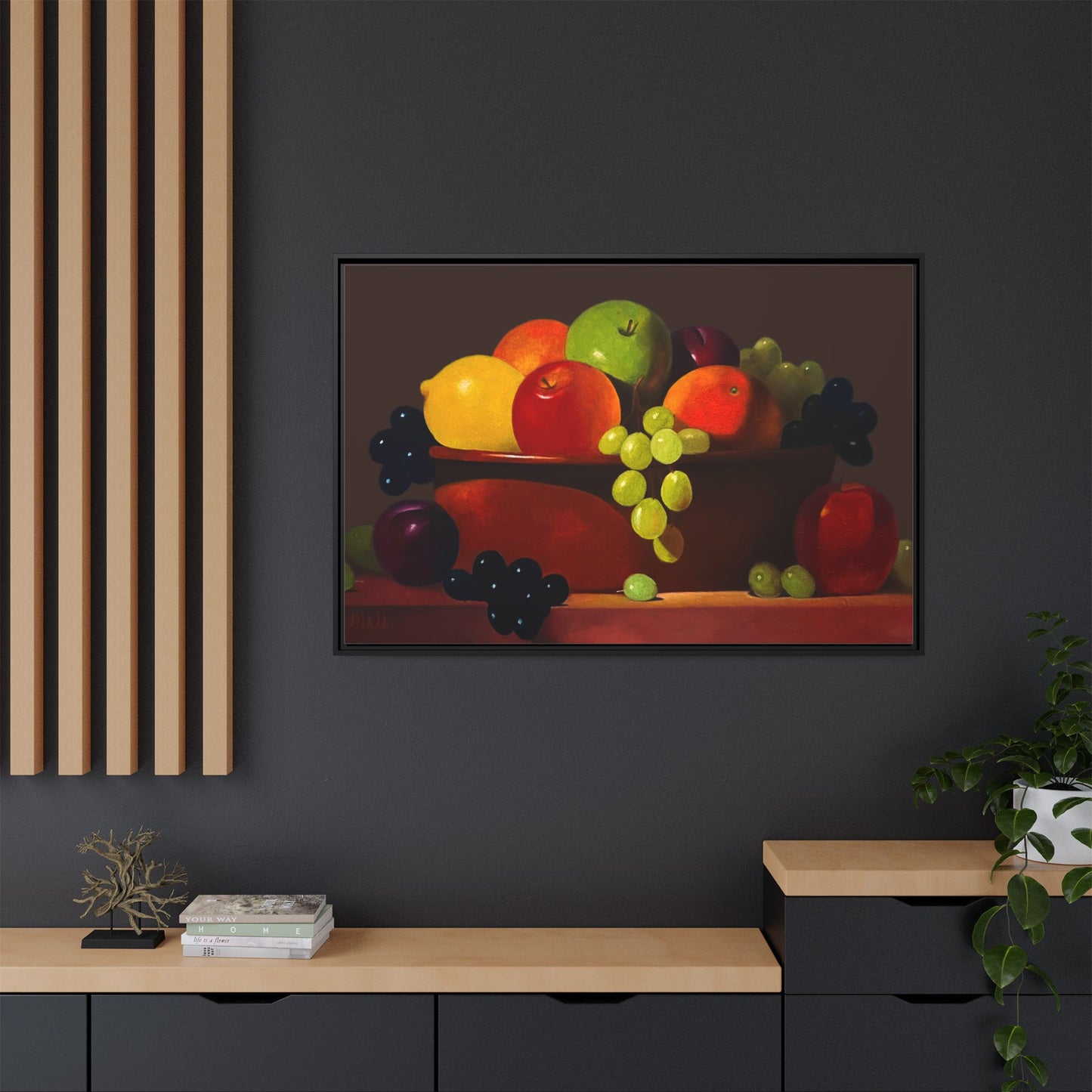 Fruit Basket PAINTING Matte Canvas, Framed (Multi-color)