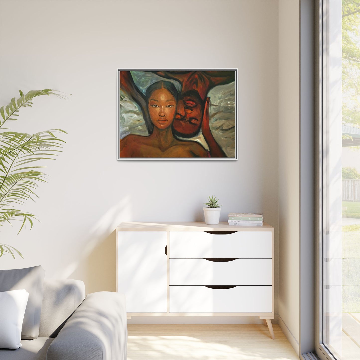 Canvas Print - Emotional Oil Painting of Couple in Bed