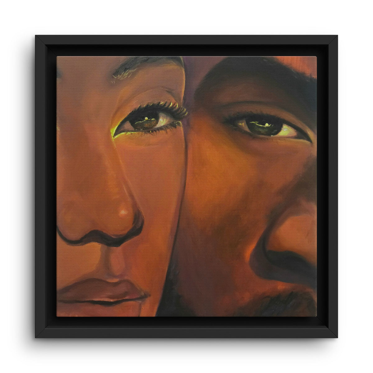 Framed Canvas Portrait Art – Intimate Couple Face Painting “In his Image”
