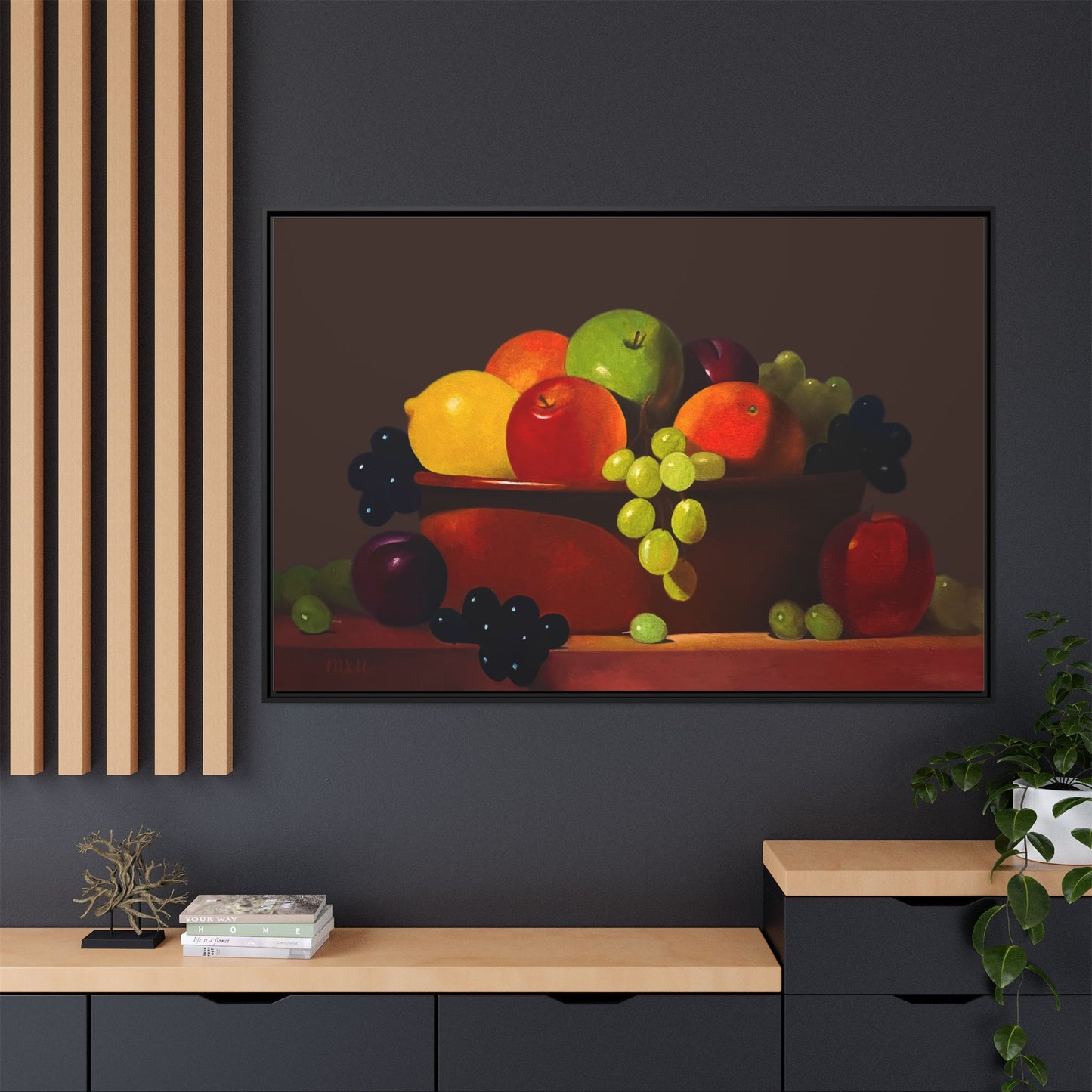 Fruit Basket PAINTING Matte Canvas, Framed (Multi-color)