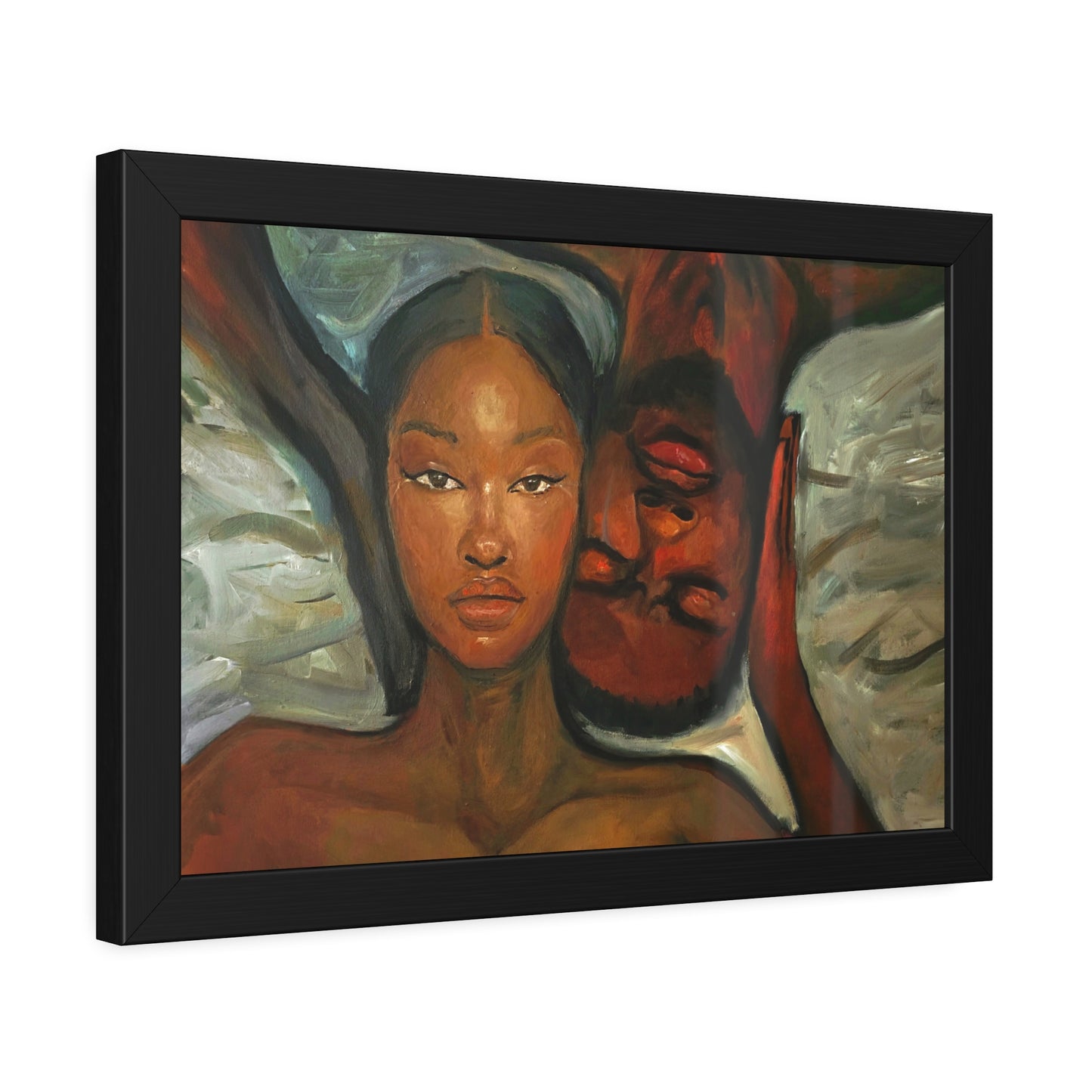 Framed Wall Art, Black Couple Portrait, Home Decor, Unique Gift, Modern Art, Relationship Celebration