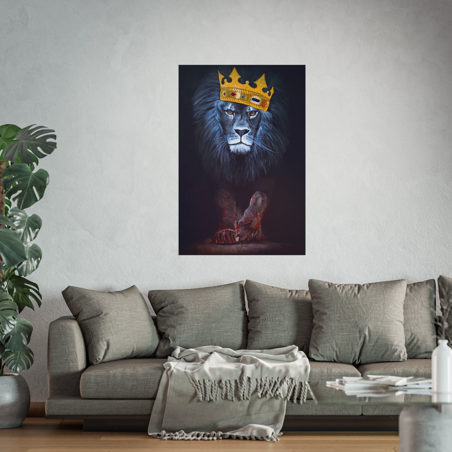 Regal Lion Art Print, Wall Decor, Animal Lovers Gift, Crowned Lion Poster, Bold Office Art, Unique Home Decor