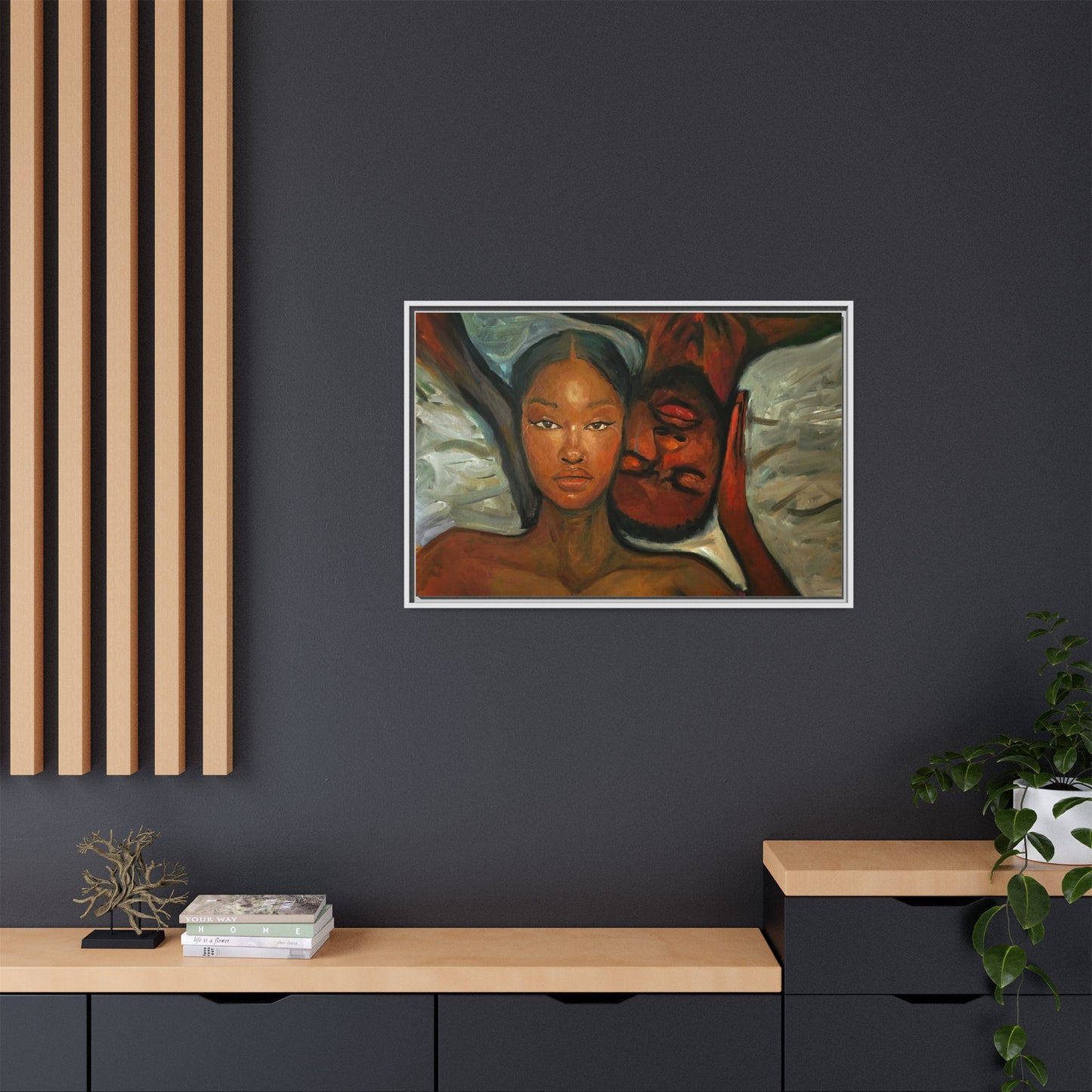 Canvas Print - Emotional Oil Painting of Couple in Bed